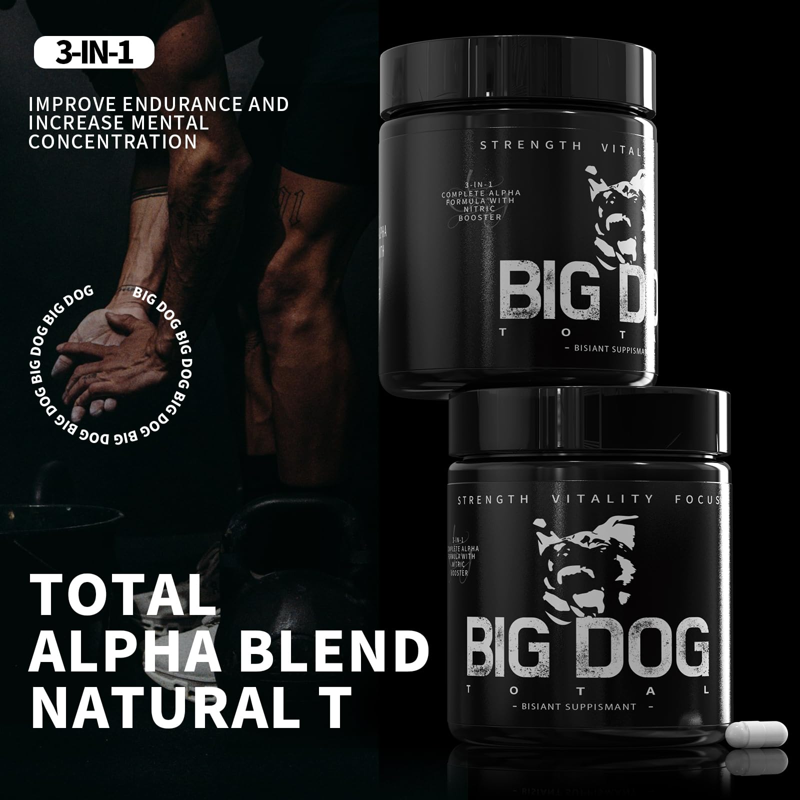 Big Dog Total Male 3-in-1 Total Alpha Blend Men’s Must-Have, Non-GMO - Natural Energy & Endurance Support, 60 Count (Big Dog Total - 1Pcs) FMRFMR buy supplements canada