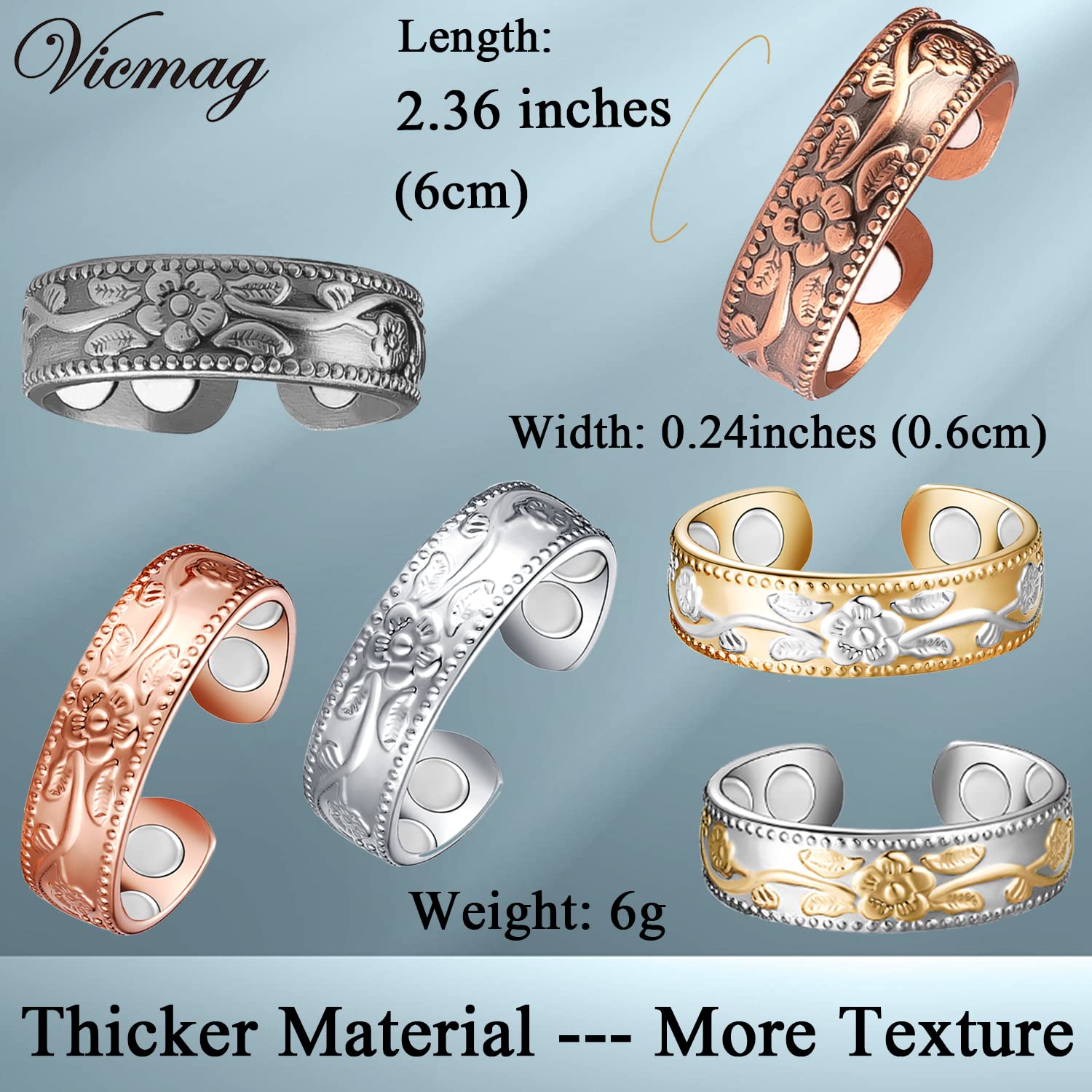 Vicmag Copper Magnetic Ring for Women Men 100% Solid Pure Copper Adjustable with Jewelry Gift Box Vicmag buy supplements canada