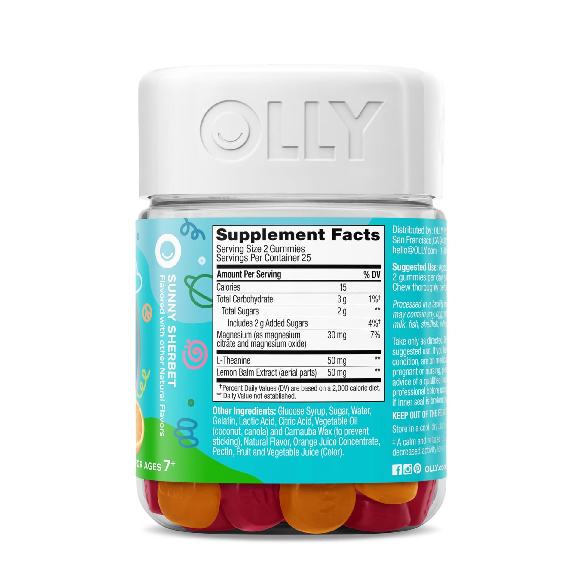 OLLY Kids Chillax Gummy, For a Calm and Relaxed Mood*, Magnesium, L-Theanine, Lemon Balm Extract, Chewable Supplement, Sherbet Flavored, 25 Day Supply - 50 Count OLLY buy supplements canada