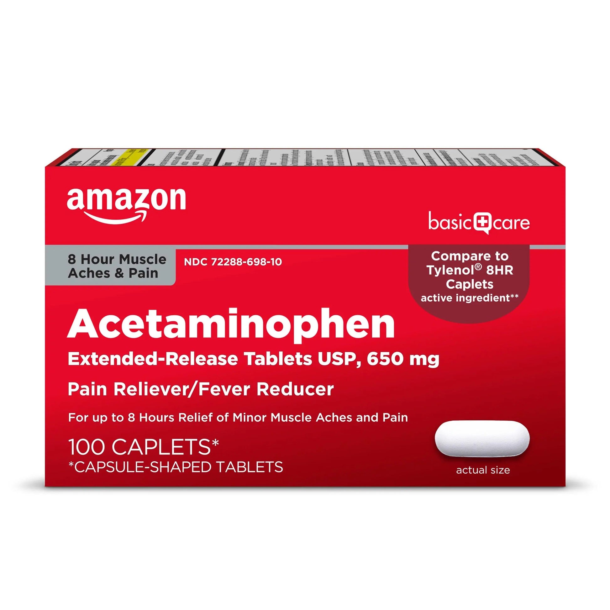 Amazon Basic Care Acetaminophen Extended-Release Tablets, 650 mg, Pain Reliever, Fever Reducer, 8 Hour Relief, 100 Count Amazon Basic Care buy supplements canada