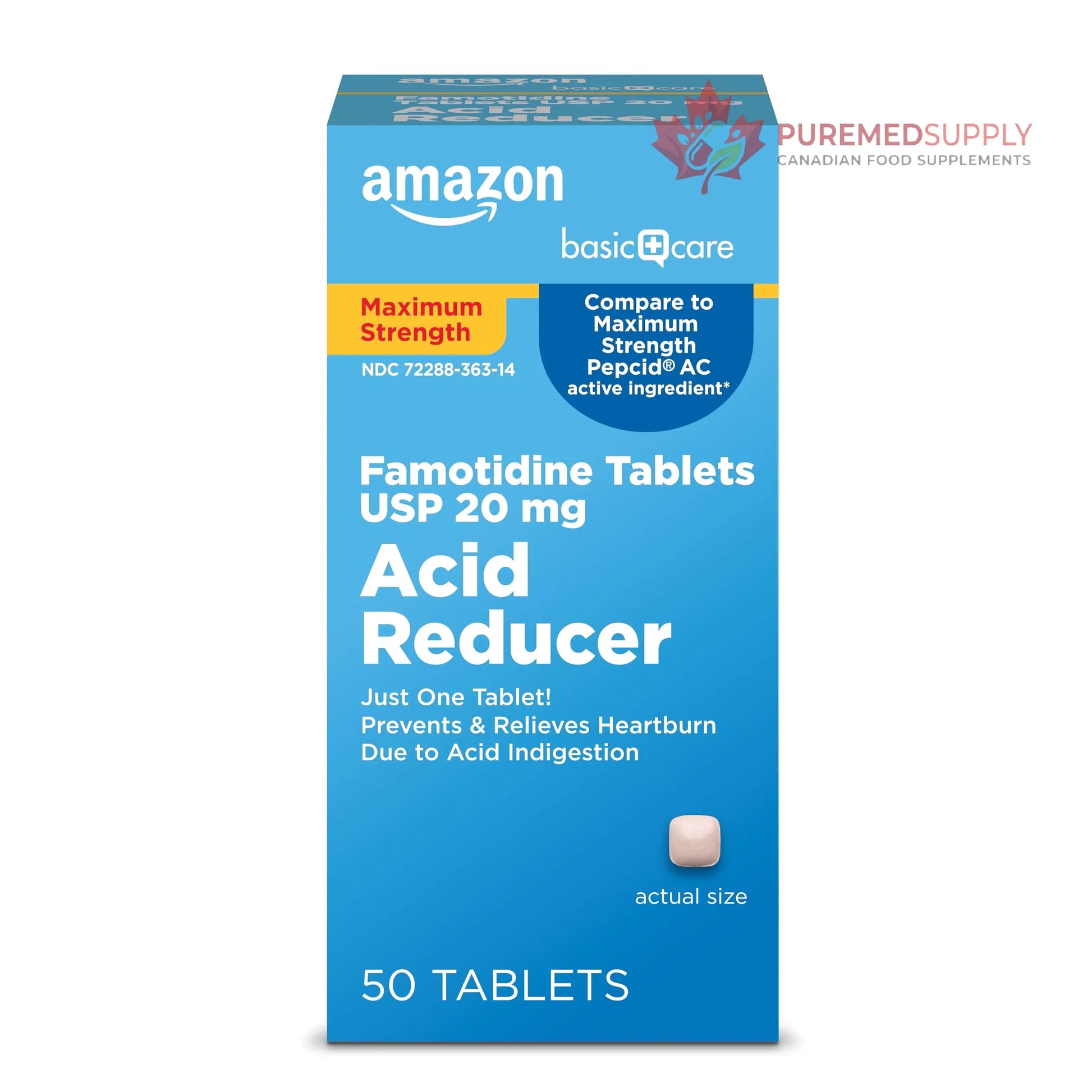 Amazon Basic Care Maximum Strength Famotidine Tablets 20 mg, Acid Reducer for Heartburn Relief, Prevents & Relieves Acid Indigestion, Heartburn Medicine, 50 Count Amazon Basic Care buy supplements canada