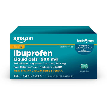 Amazon Basic Care Ibuprofen Mini Liquid Gels, 200 mg, Pain Reliever and Fever Reducer for Headache, Backache, Menstrual Pain, Arthritis, 160 Count Amazon Basic Care buy supplements canada