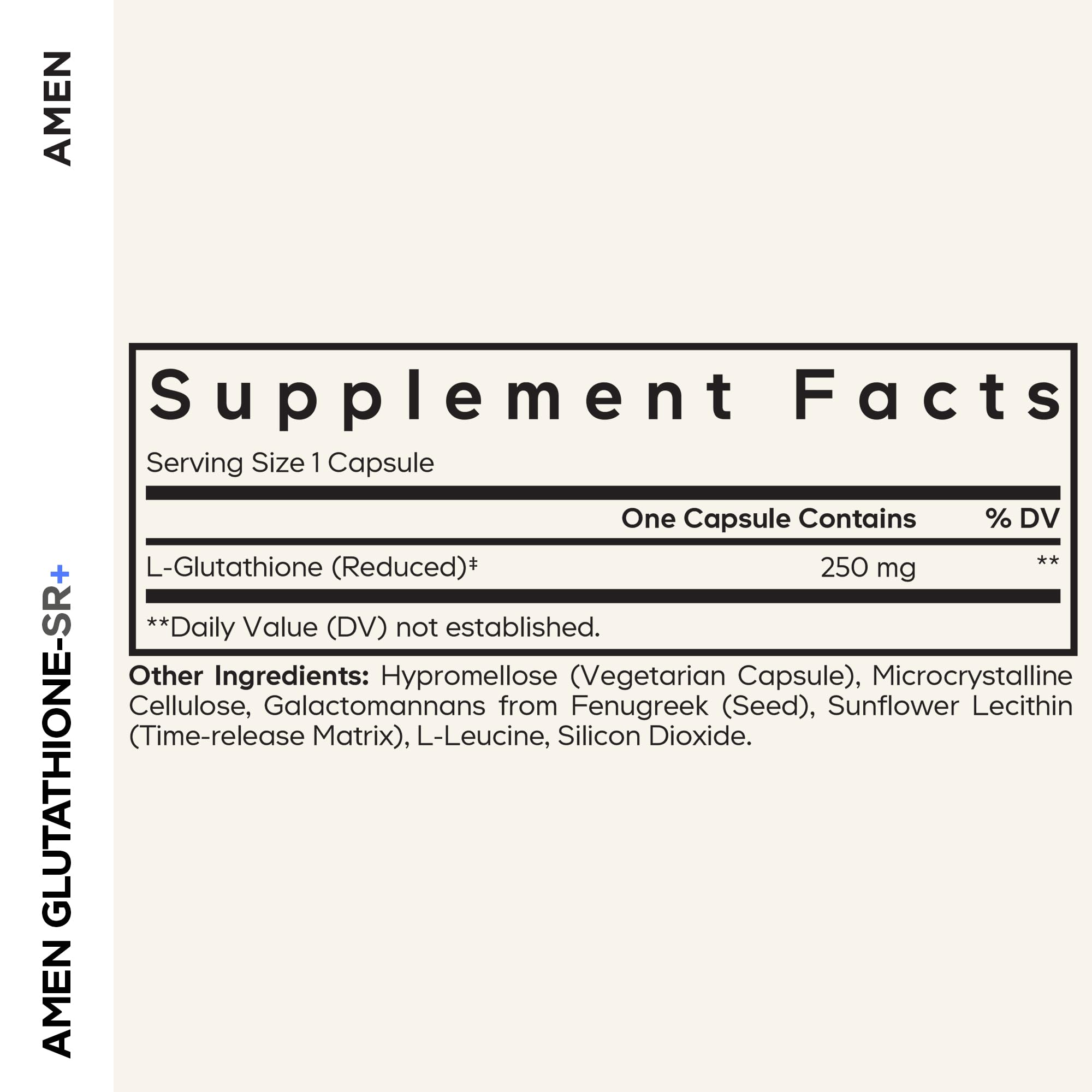 Amen Glutathione-SR+ Advanced Sustained-Release Supplement - 2-Month Supply - Reduced L-Glutathione - Galactomannans Fenugreek Seed - Time-Reduced Matrix - Non-GMO - 60 Capsules Amen buy supplements canada