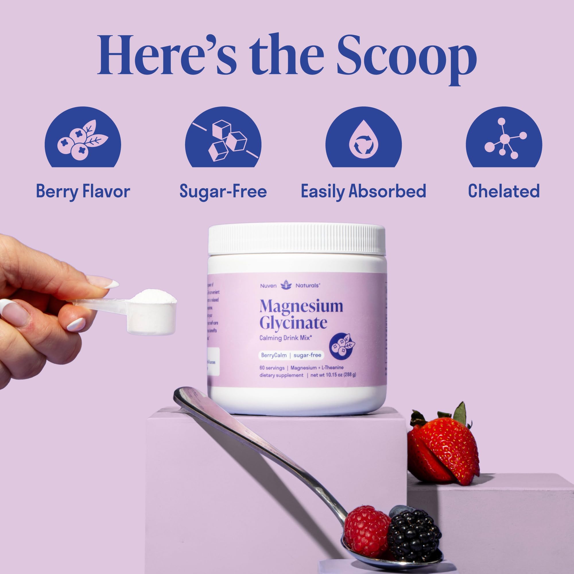 Magnesium Glycinate Powder + L-Theanine | 60 Servings | 300 mg per Scoop High Absorption Chelated Magnesium Powder for Sleep - Natural Mixed Berry Flavor, No Sugar, Support Restful Sleep & Relaxation Nuven Naturals buy supplements canada