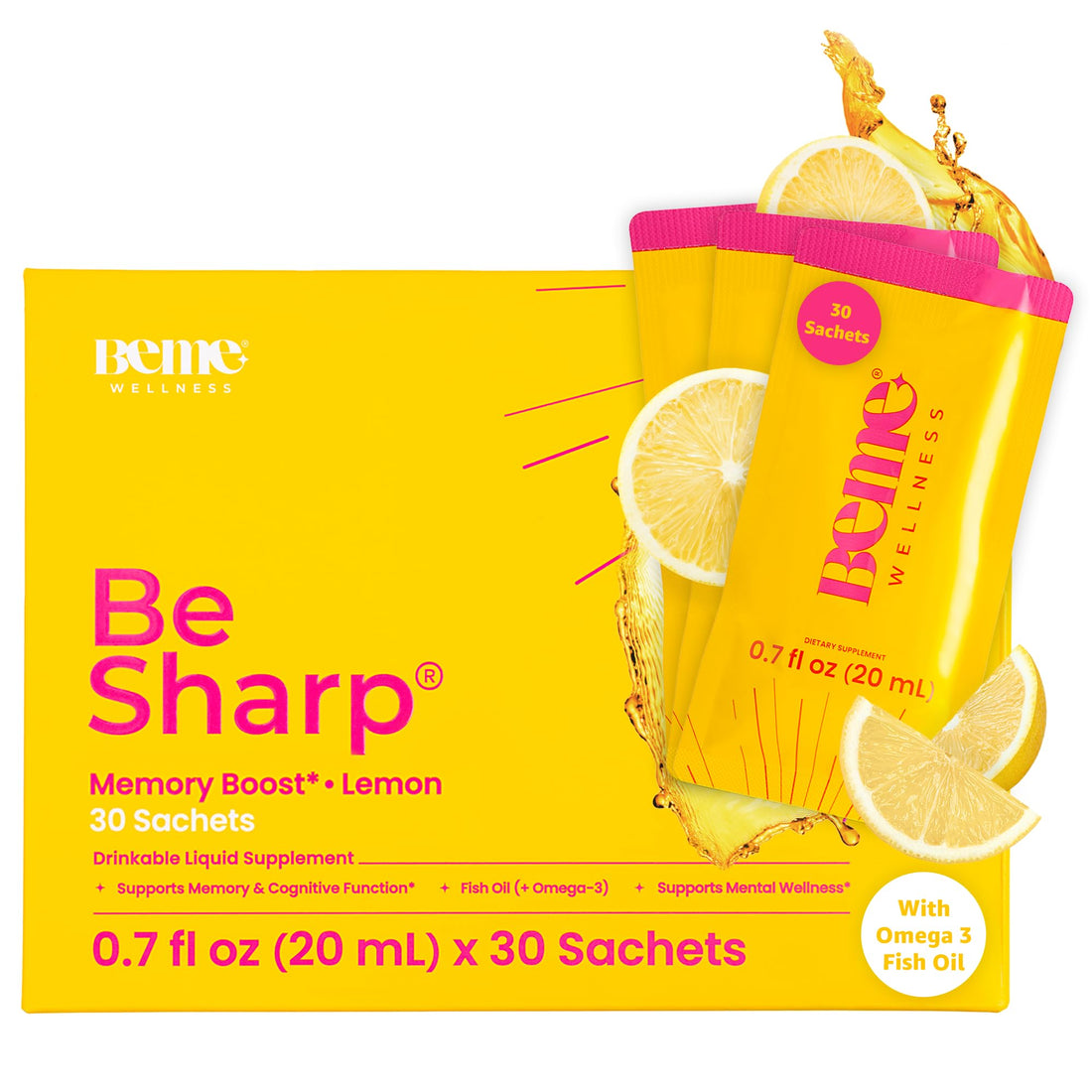 BeMe Liquid Omega 3 Fish Oil - Turmeric Curcumin, Lemon Balm Extract & Omega 3 Supplement for Women - Patented EPAX® for Quick Absorption & high bioavailability - Supports Memory & Brain Health BeMe buy supplements canada