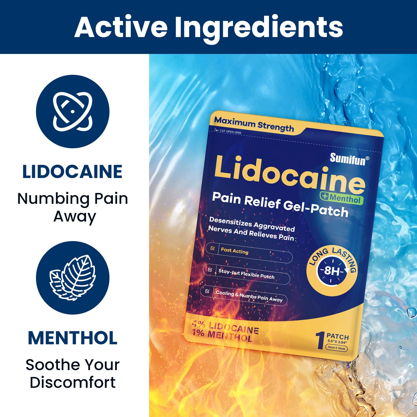 Sumifun 4% Lidocaine Patches Plus 1% Menthol - 15 Counts Maximum Strength OTC Pain Relief Patches for Back Ache Stiff Neck Joint Pain Muscle Soreness Topical Analgesic Sumifun buy supplements canada