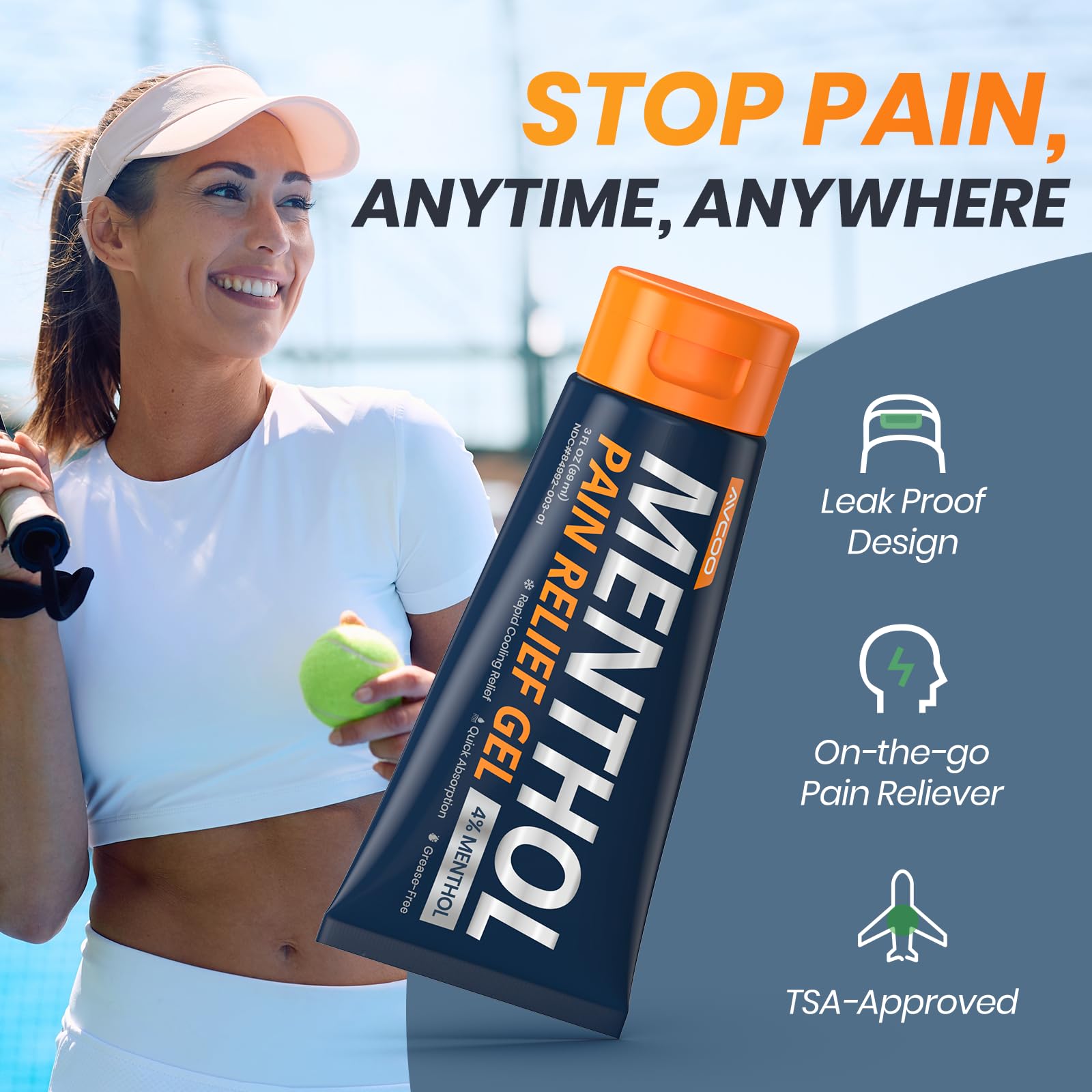 AVCOO 4% Menthol Pain Relief Gel, Cooling Sensation for Arthritis, Knees, Joint, Sore Muscle, Neck, Shoulder and Lower Back Pain Relief, Grease-Free Gel, 2 Packs (3 OZ Per Pack) AVCOO buy supplements canada