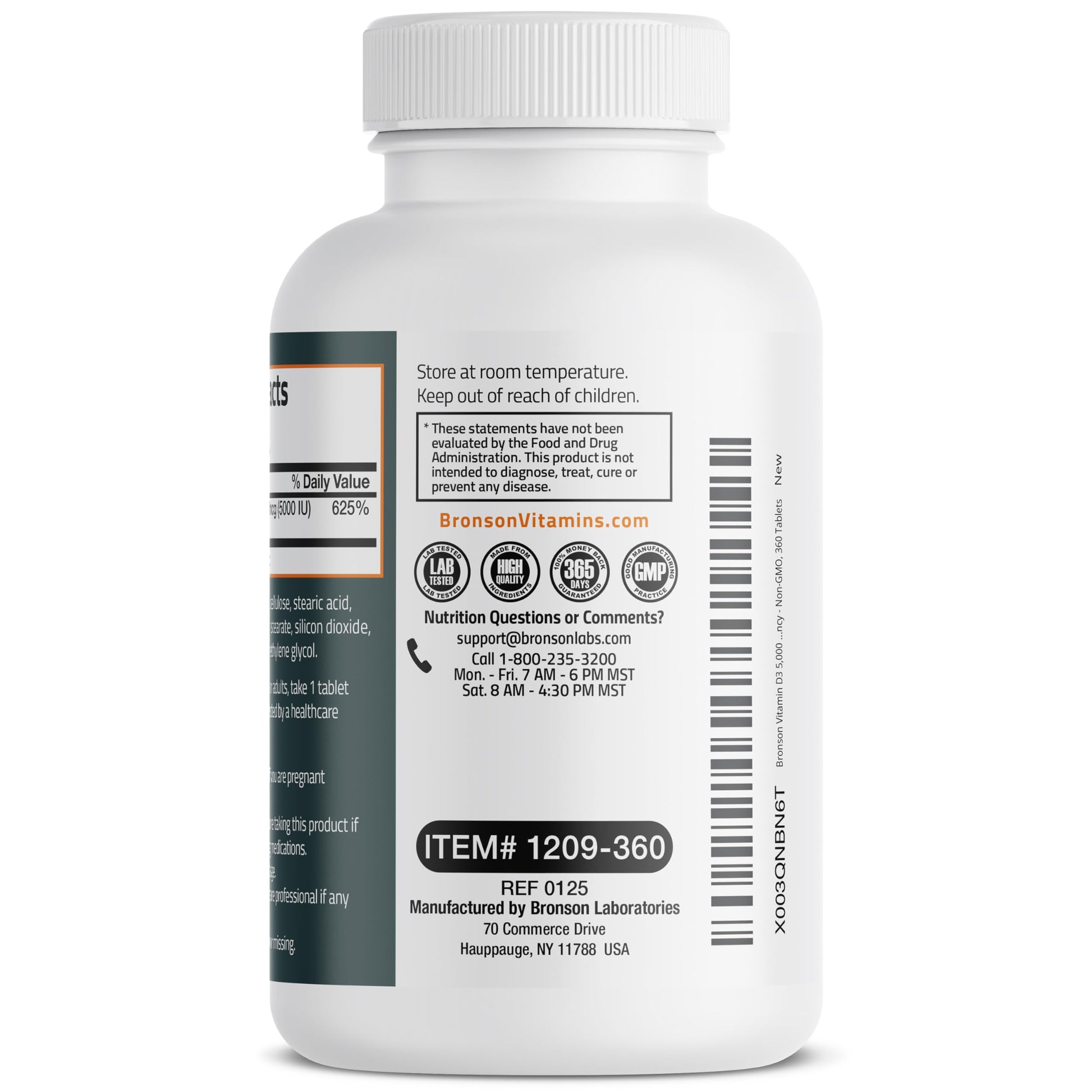 Bronson Vitamin D3 5000iu (125mcg) Healthy Muscle Function and Immune Support, Non-GMO, 360 Tablets Bronson buy supplements canada