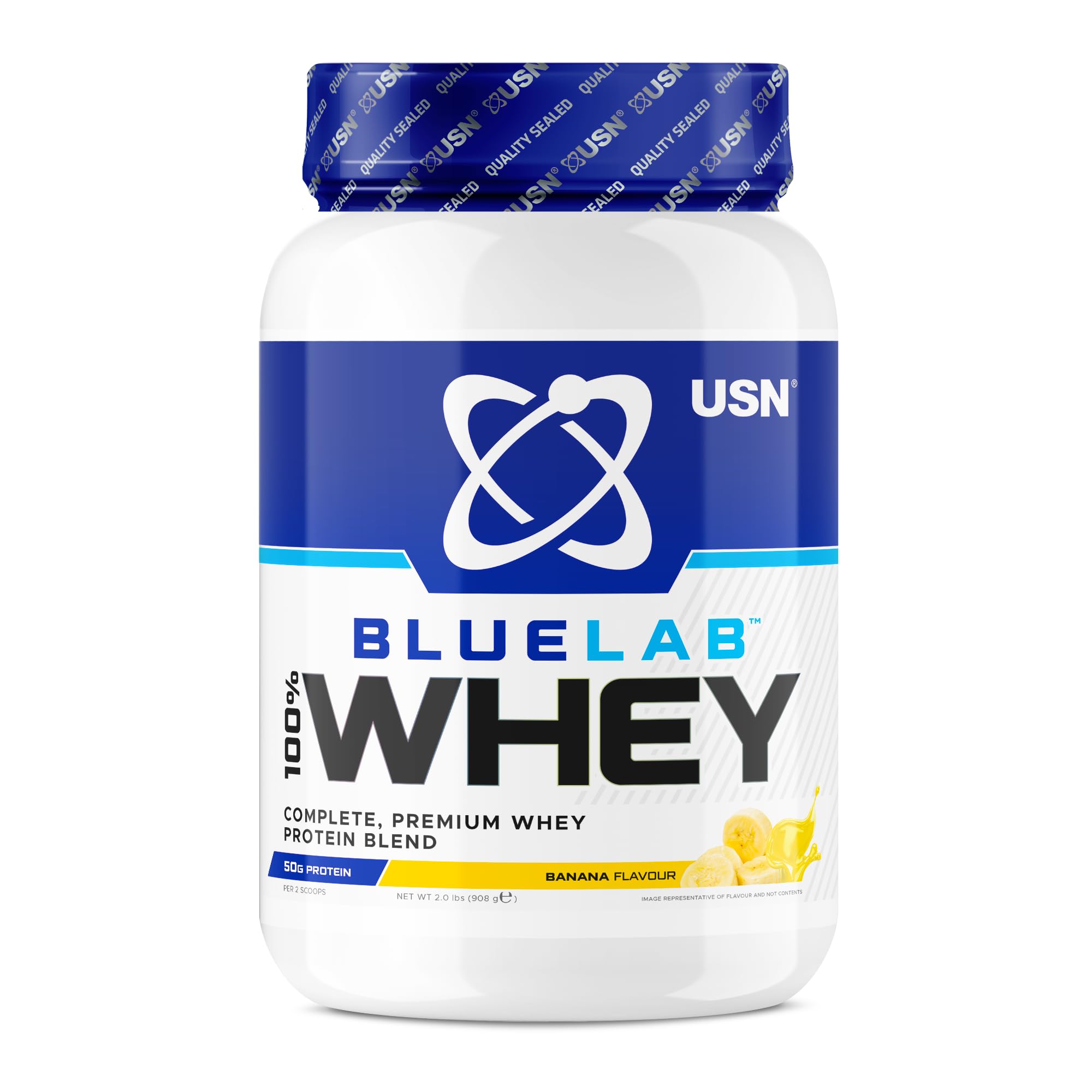 USN Blue Lab Whey Protein Powder: Banana - Whey Protein 908g - Post-Workout USN buy supplements canada