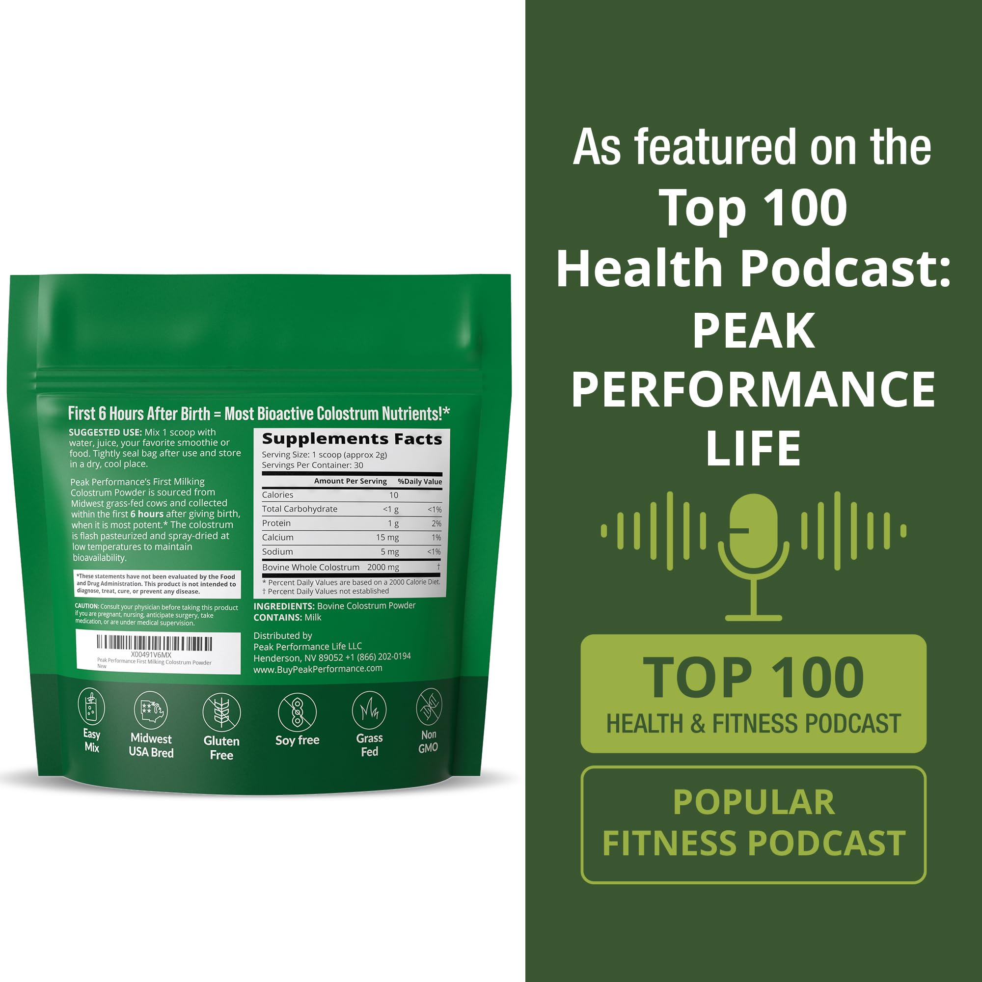 First Milking Colostrum Powder from Grass Fed USA Cows Milked Within 6 Hours of Giving Birth to Get the Most Bioactive Nutrients. High Immunoglobulin Non-GMO Bovine Colostrum Supplement for Humans Peak Performance buy supplements canada