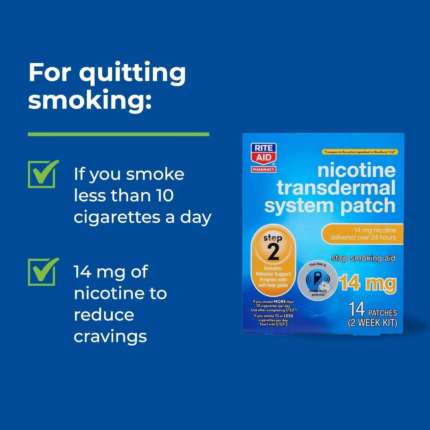 Rite Aid Nicotine Transdermal System Patch, Step 2, 14mg - 14 ct, Nicotine Rite Aid buy supplements canada