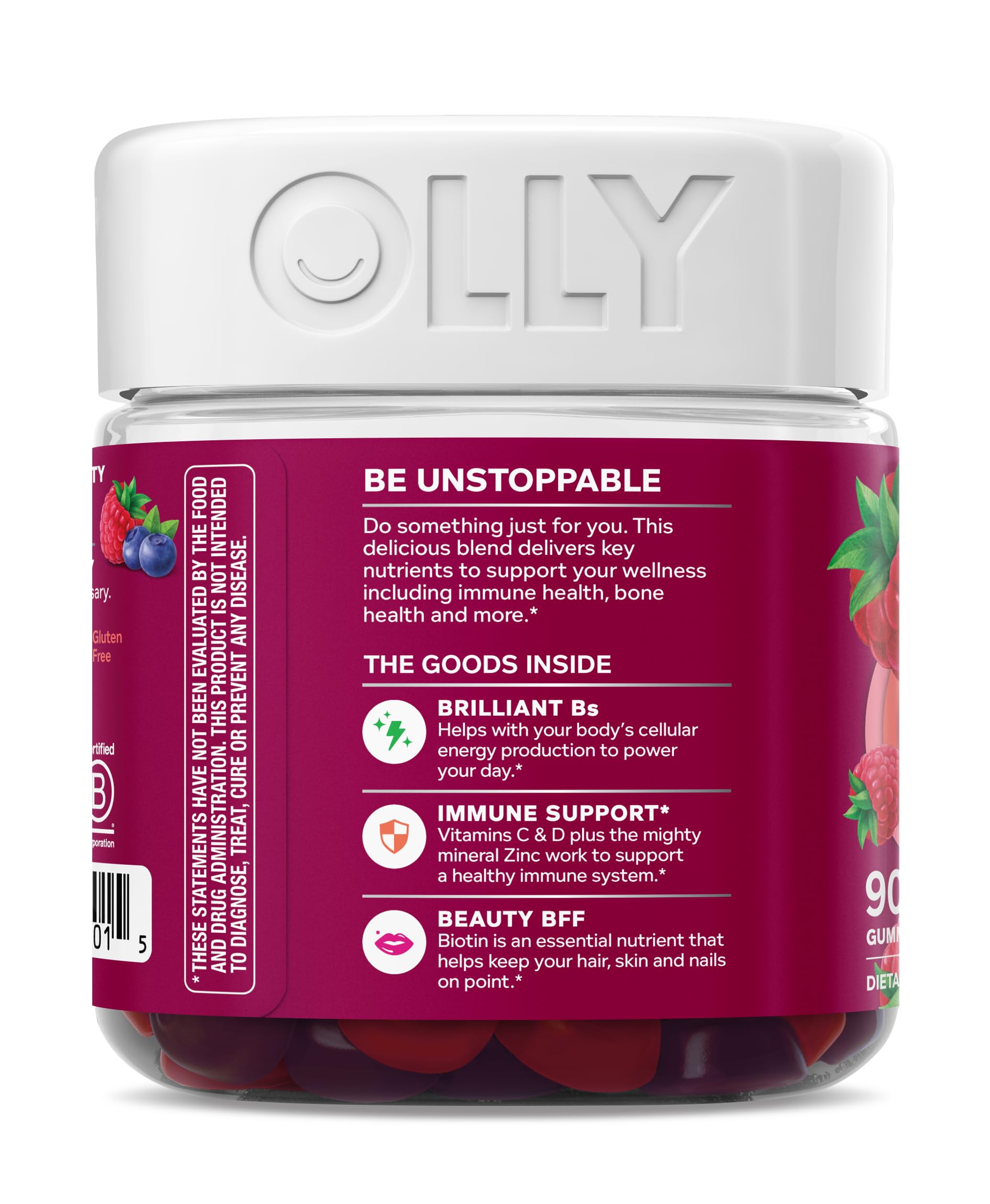 OLLY Women's Multivitamin Gummy, Vitamins A, D, C, E, Biotin, Folic Acid, Adult Chewable Vitamin, Berry Flavor OLLY buy supplements canada