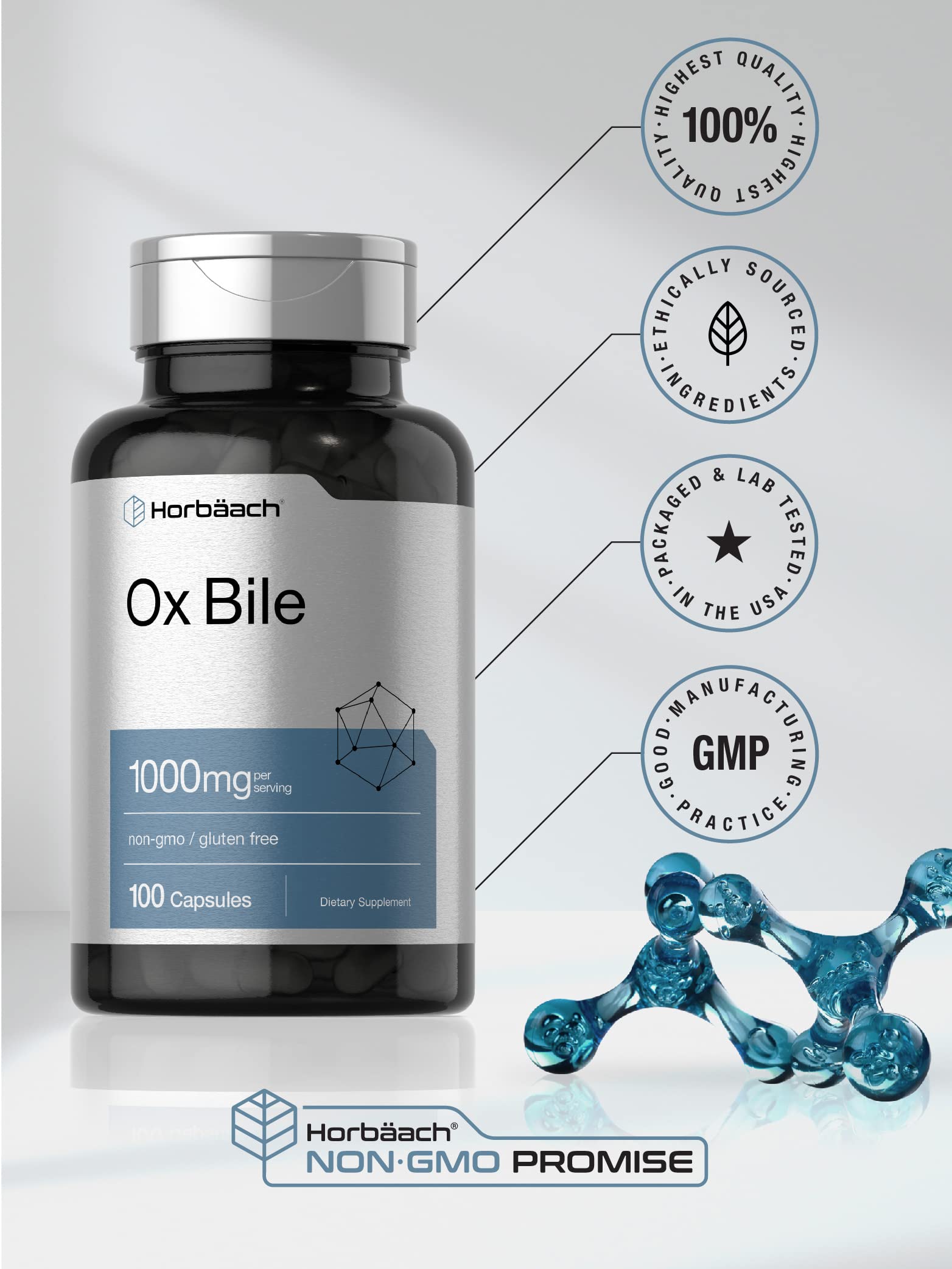 Ox Bile 1000 mg 100 Capsules | Digestive Enzymes Supplement | Non-GMO & Gluten Free Horbäach buy supplements canada