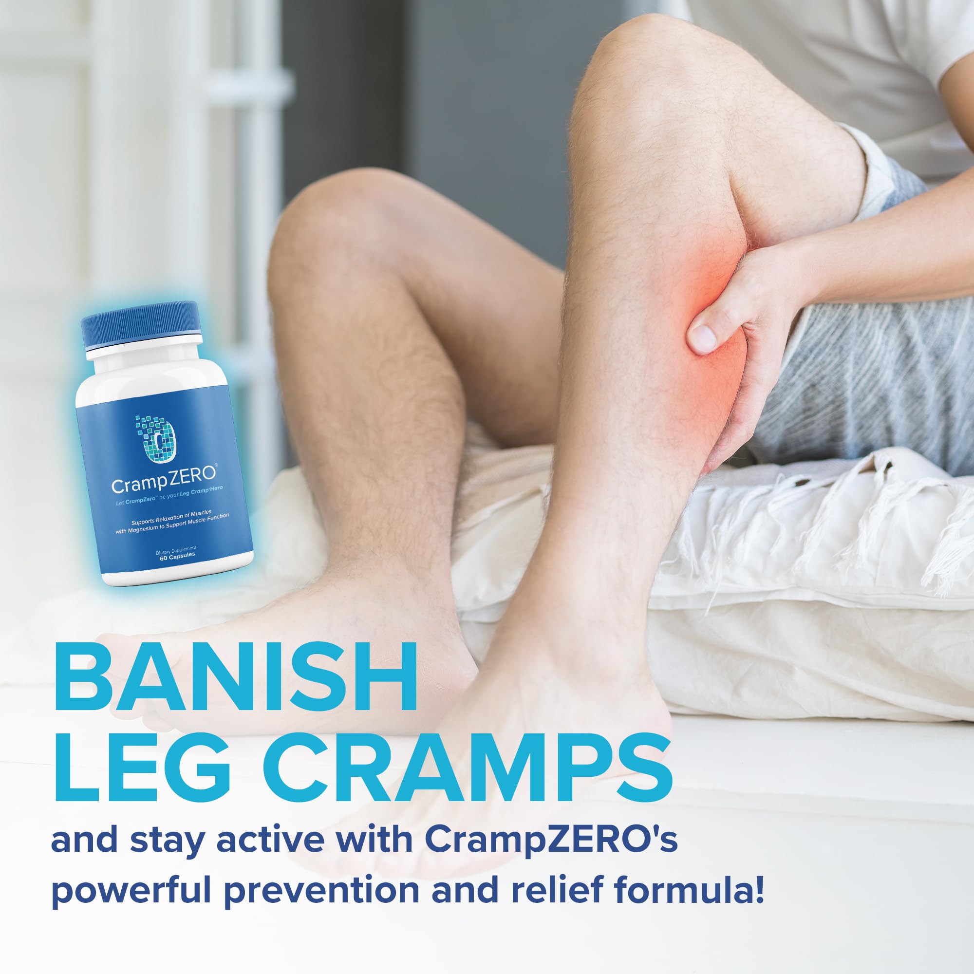 CrampZero Magnesium for Leg Cramps at Night – Potassium Magnesium Supplement with Calcium and Vitamin D3, Supports Muscle Relaxation and Function, Night Leg Cramps Relief, 60 Capsules CrampZero buy supplements canada