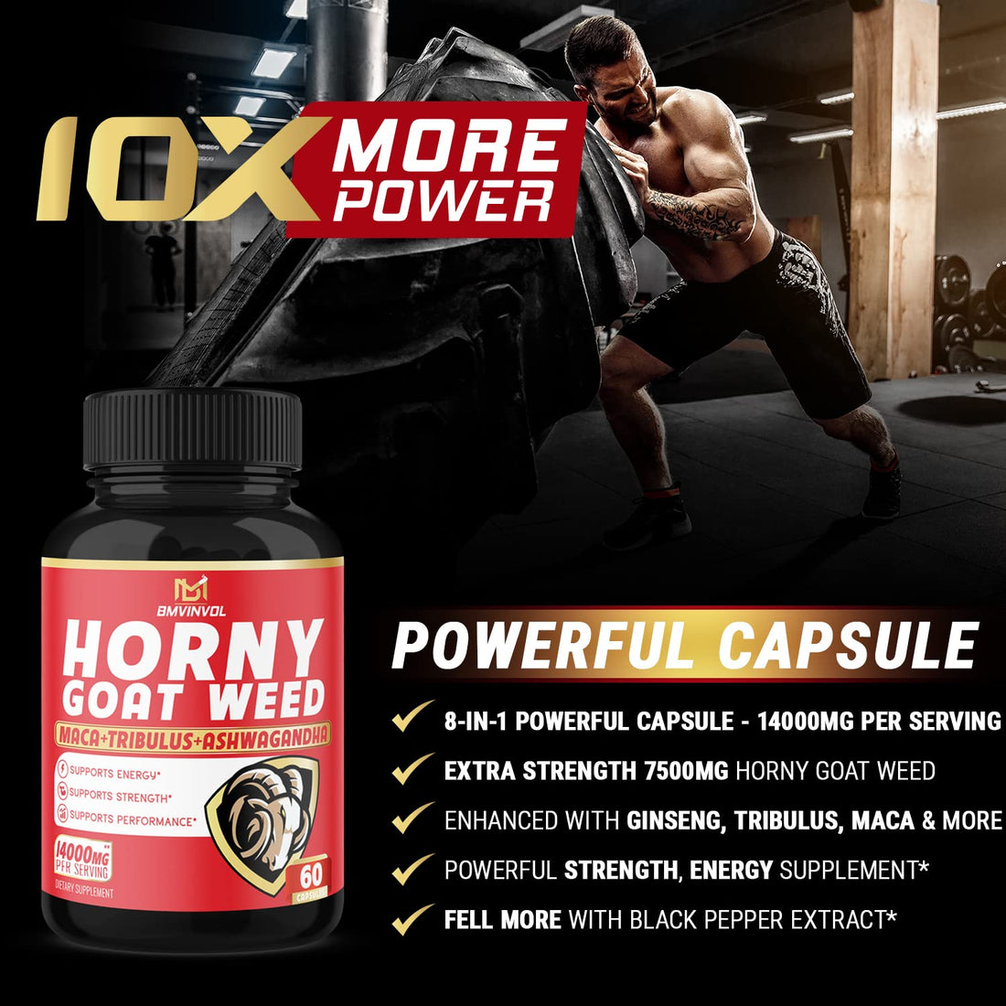 BMVINVOL Horny Goat Weed Capsules, Boost Energy,14000mg Herbal BMVINVOL buy supplements canada