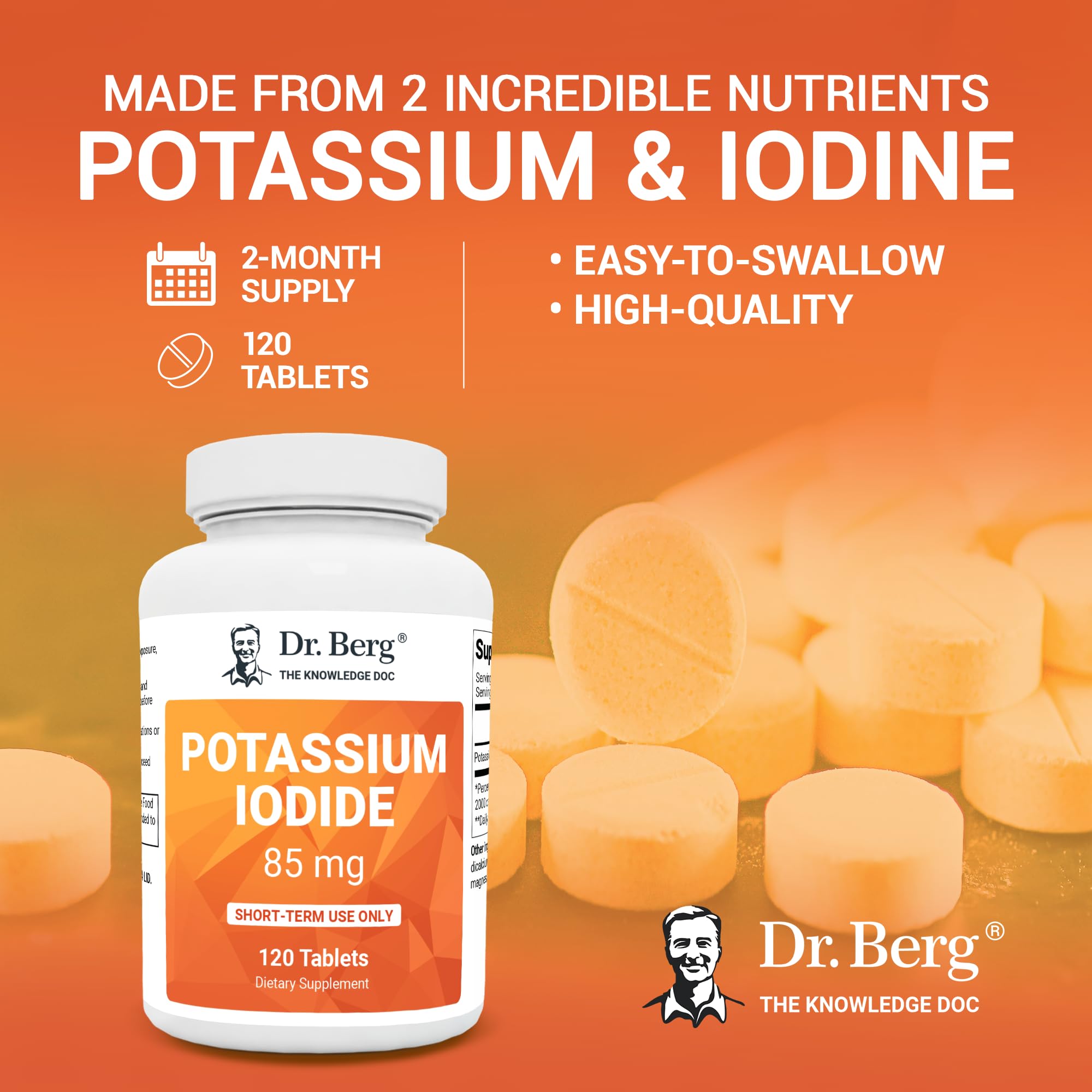 Dr. Berg's Incredible Potassium Iodide Tablets - Now 120 Tablets with a Smaller Easy Dr. Berg Nutritionals buy supplements canada