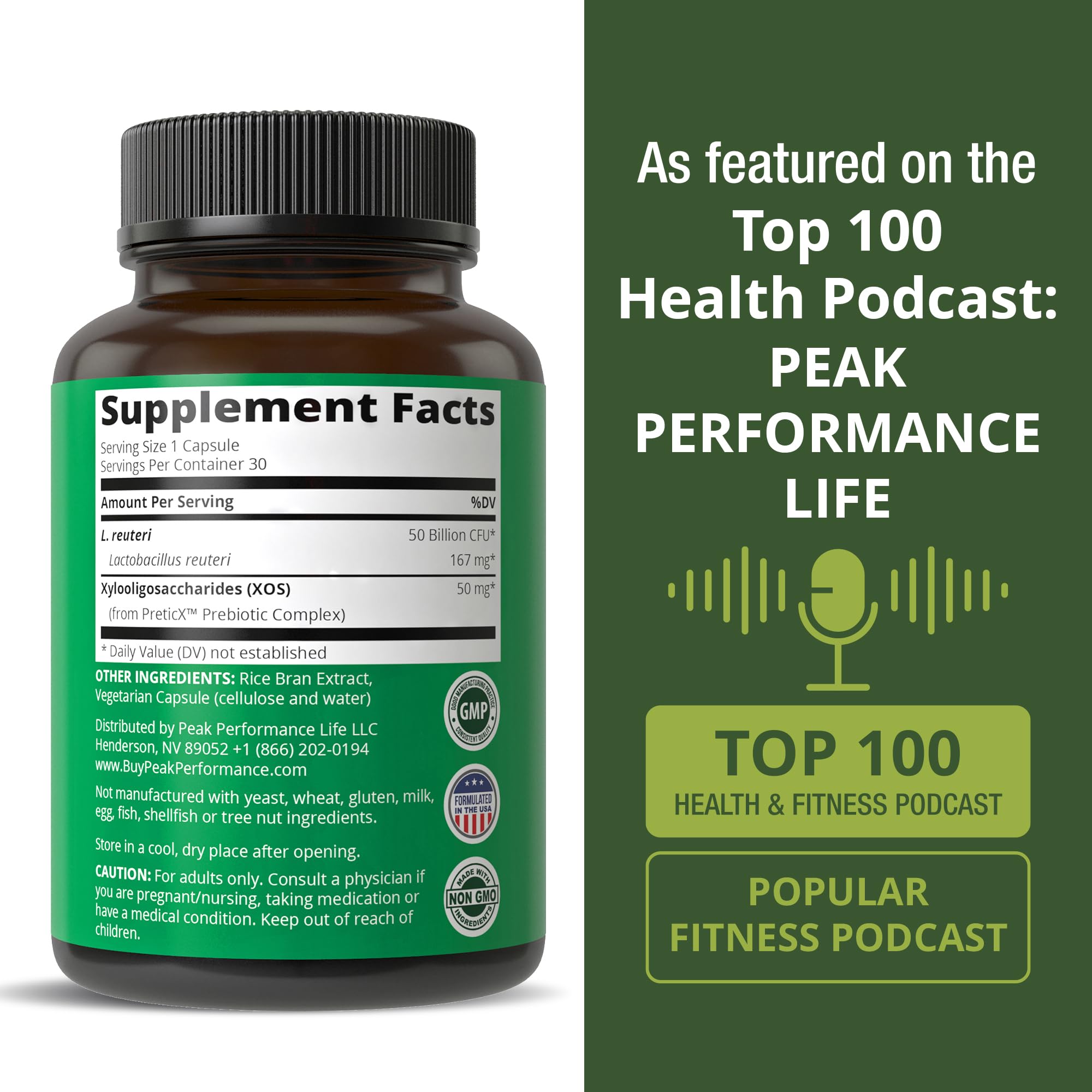Lactobacillus Reuteri 50 Billion CFU Probiotics with Clinically Studied PreticX® XOS Prebiotic. L Reuteri Probiotic Capsules Supplement for Gut Health and Digestive Support. for Both Women & Men Peak Performance buy supplements canada