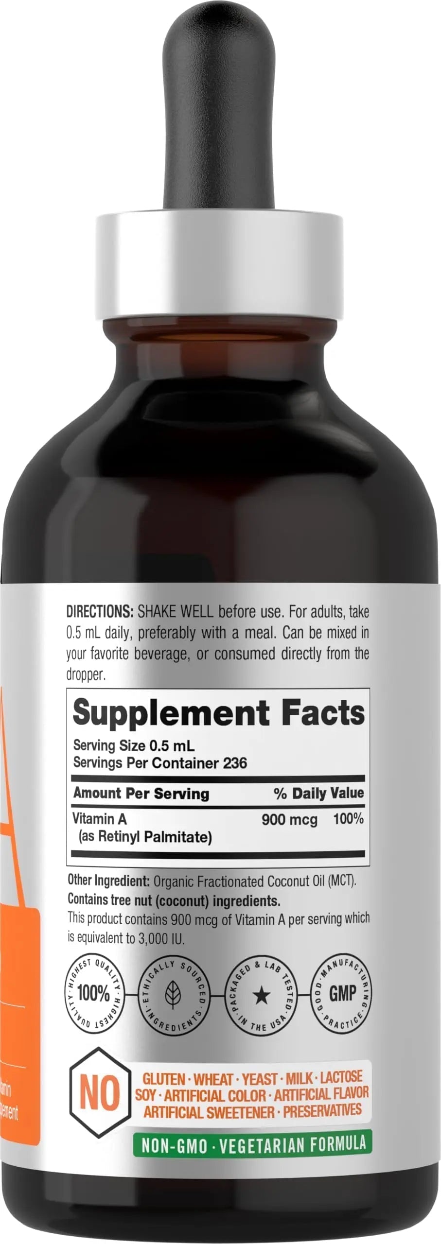 Horbäach Vitamin A Liquid | 4 fl oz | Supplement with Organic Fractionated Coconut Oil | Non-GMO, Gluten Free Horbäach buy supplements canada