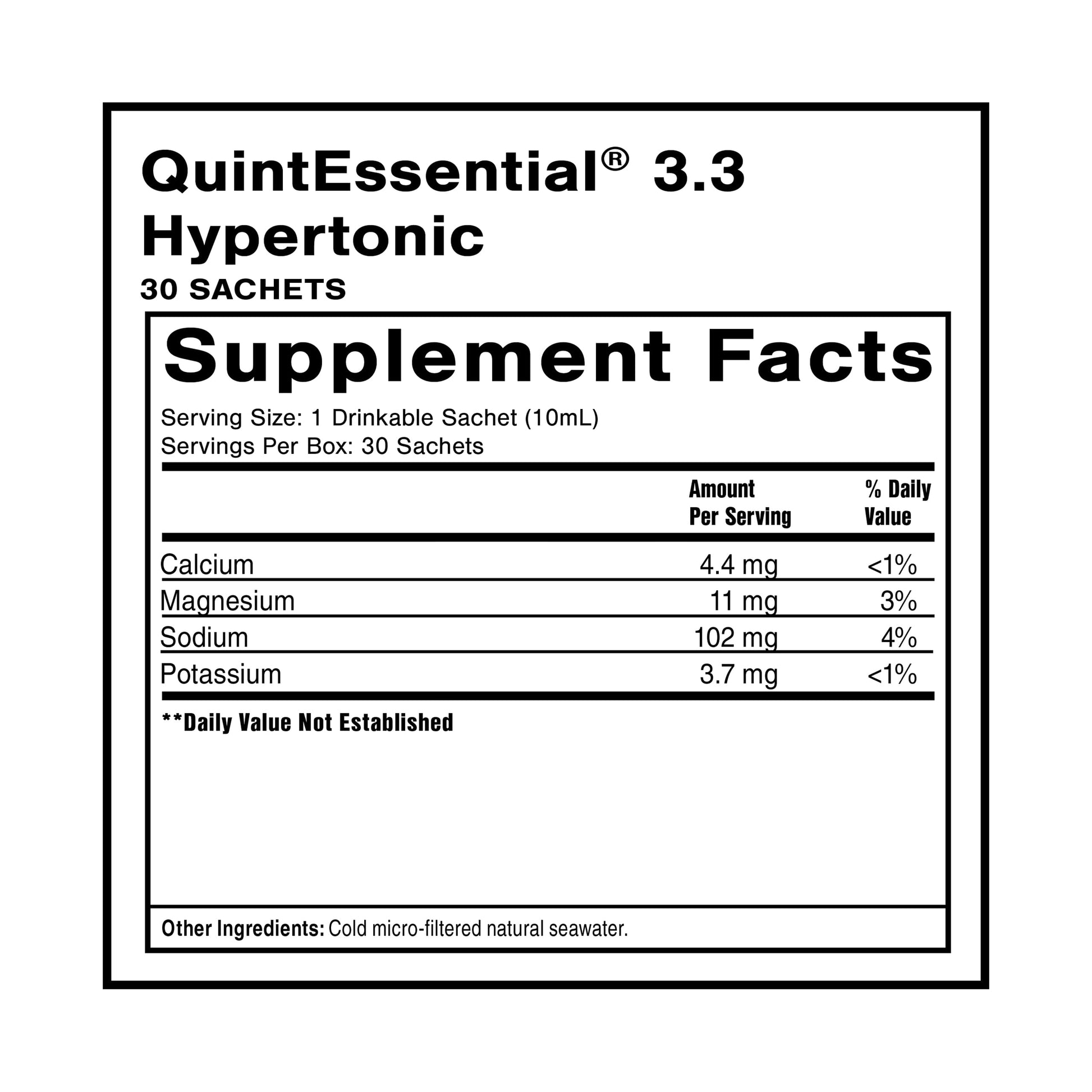 Quicksilver Scientific Quintessential 3.3 Sachets - Hypertonic Solution - Filtered Sea Water Hydration Packets - Liquid Minerals for Muscle Recovery, Stamina + Mineral Replenishment (30 Count) Quicksilver Scientific buy supplements canada