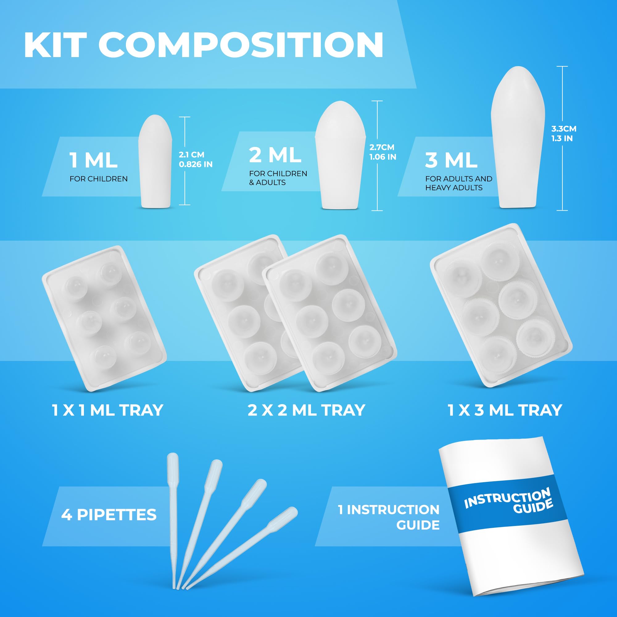 Suppository Molds Kit - Made in France, 3 Sizes (1ml, 2ml, 3ml), Reusable Suppositories Mold - 4 Trays Hoxycom buy supplements canada