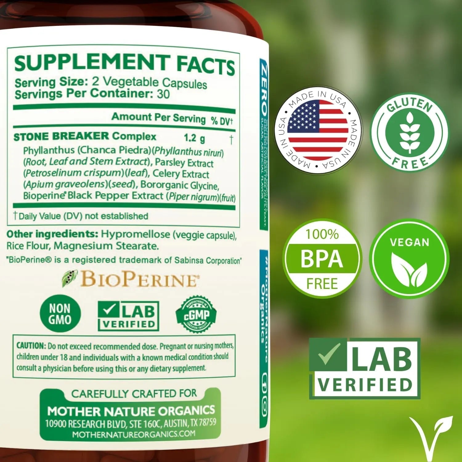 Stone Breaker Chanca Piedra Capsules, Dissolve Kidney & Gallbladder, Detoxify Urinary Tract, Flush Impurities, Kidney Support with Celery Seed Extract - 60 Veg Capsules Mother Nature Organics Superfoods for Organic Living buy supplements canada