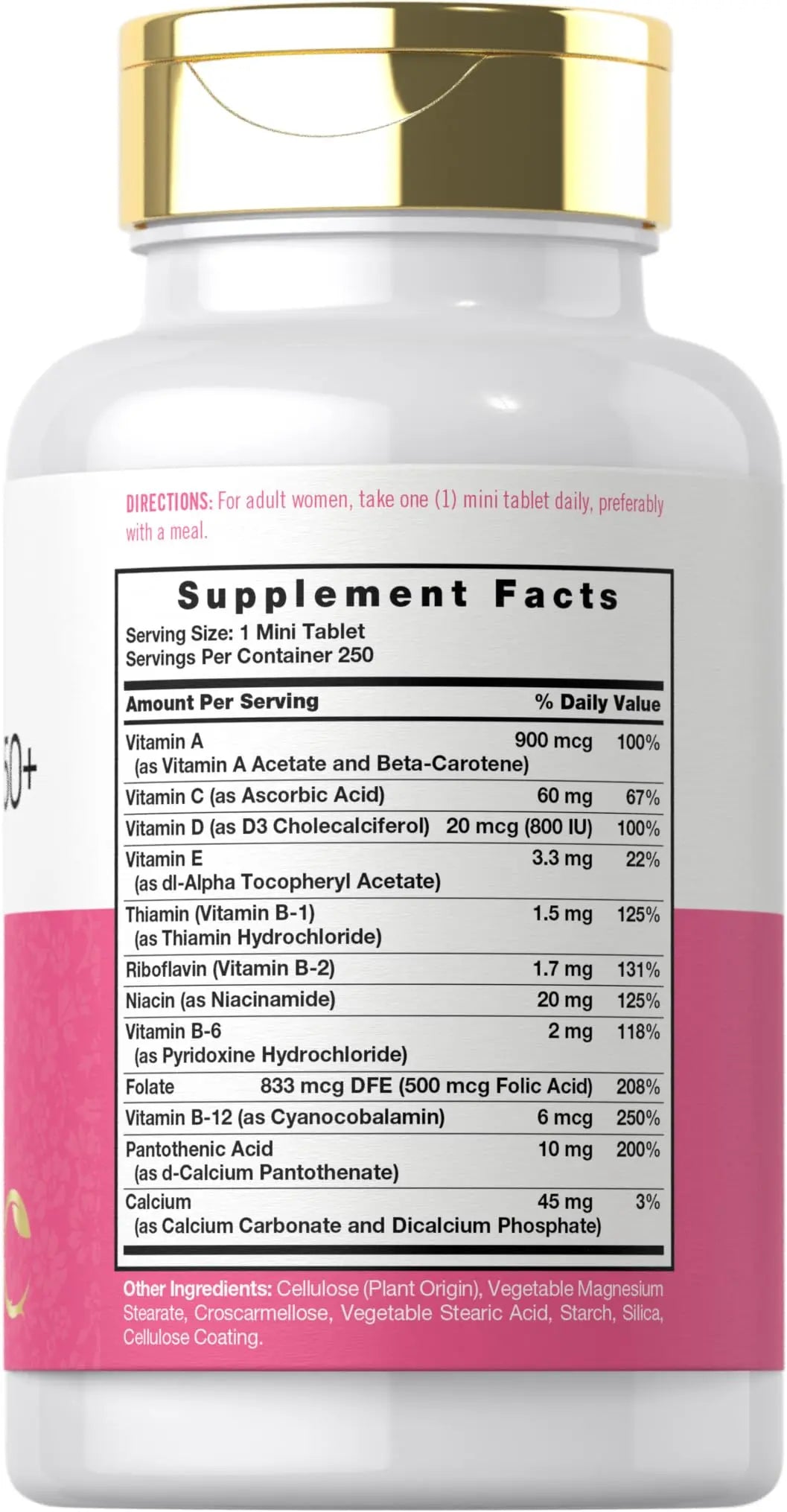 Carlyle Multivitamin for Women 50 Plus | 250 Mini Tablets | Iron Free Supplement | Vitamins A, B12, C, D3, Folate (as Folic Acid) and Calcium | Carlyle buy supplements canada