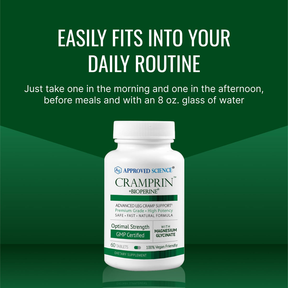 Approved Science Cramprin - High Absorption Magnesium, Vitamin B Complex, BioPerine - Muscle Cramps - 6 Month Supply - 2 Bottles - Vegan Approved Science buy supplements canada