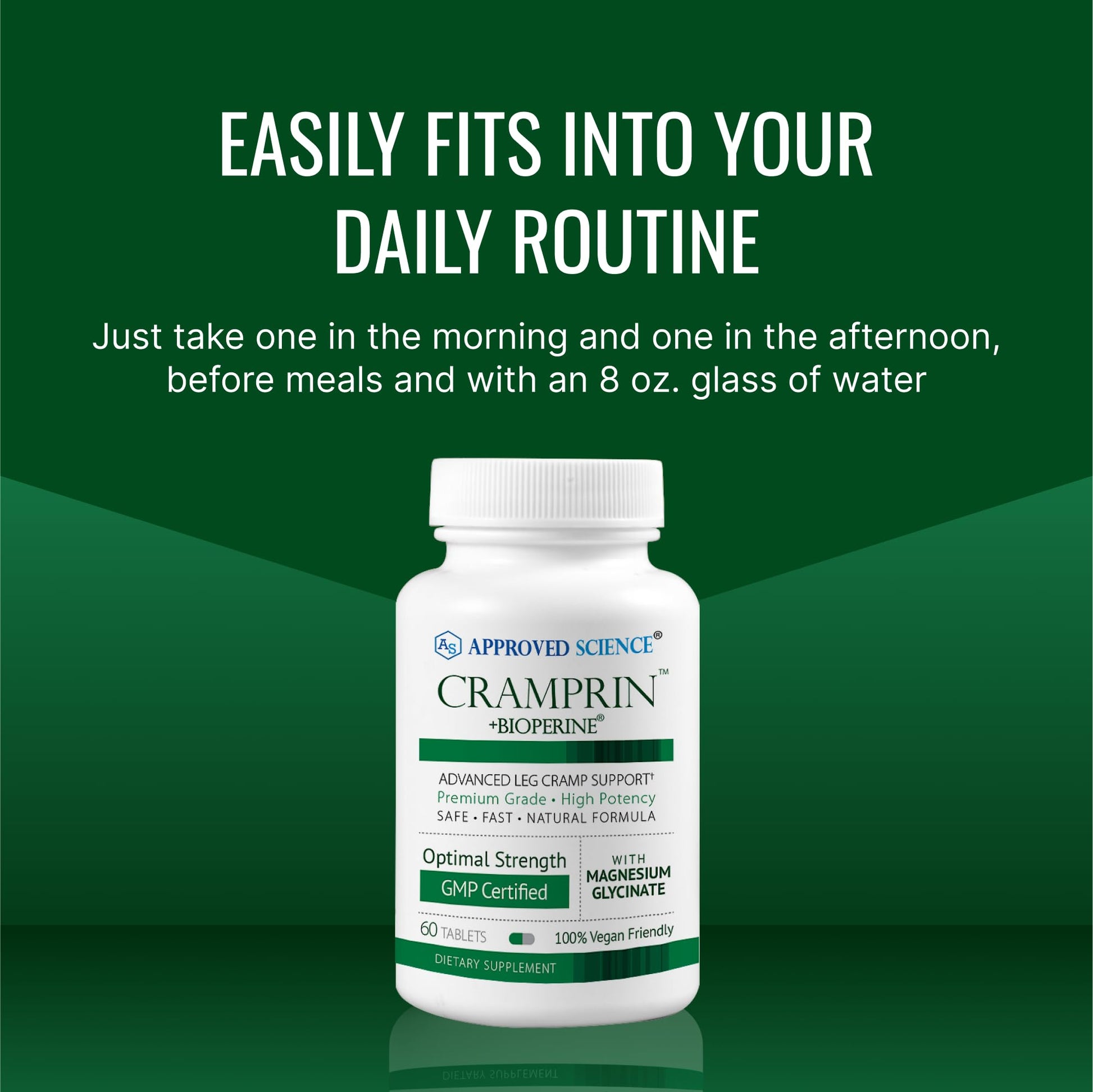 Approved Science Cramprin - High Absorption Magnesium, Vitamin B Complex, BioPerine - Muscle Cramps - 6 Month Supply - 2 Bottles - Vegan Approved Science buy supplements canada