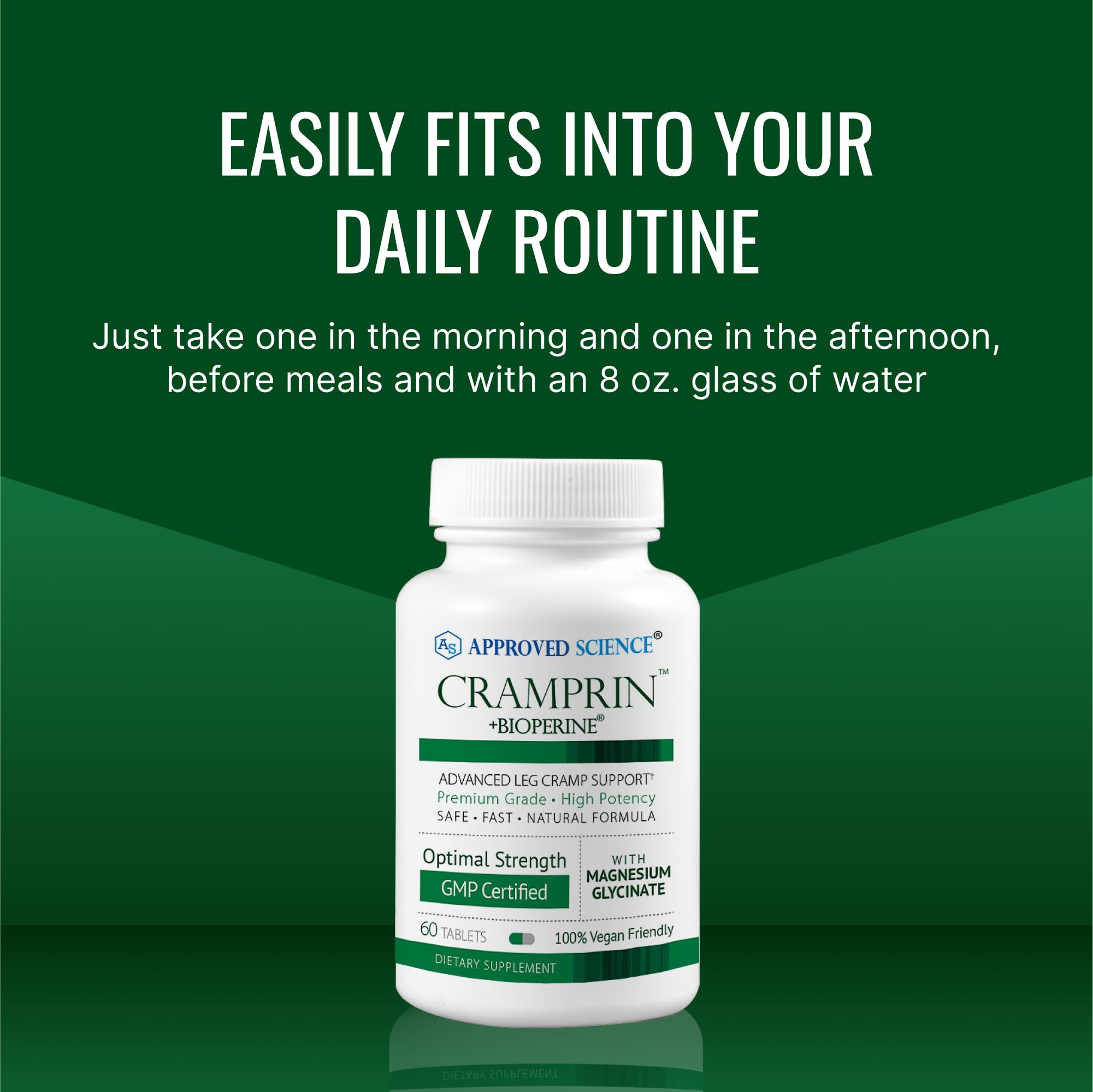 Approved Science Cramprin - High Absorption Magnesium, Vitamin B Complex, BioPerine - Muscle Cramps - 6 Month Supply - 2 Bottles - Vegan Approved Science buy supplements canada
