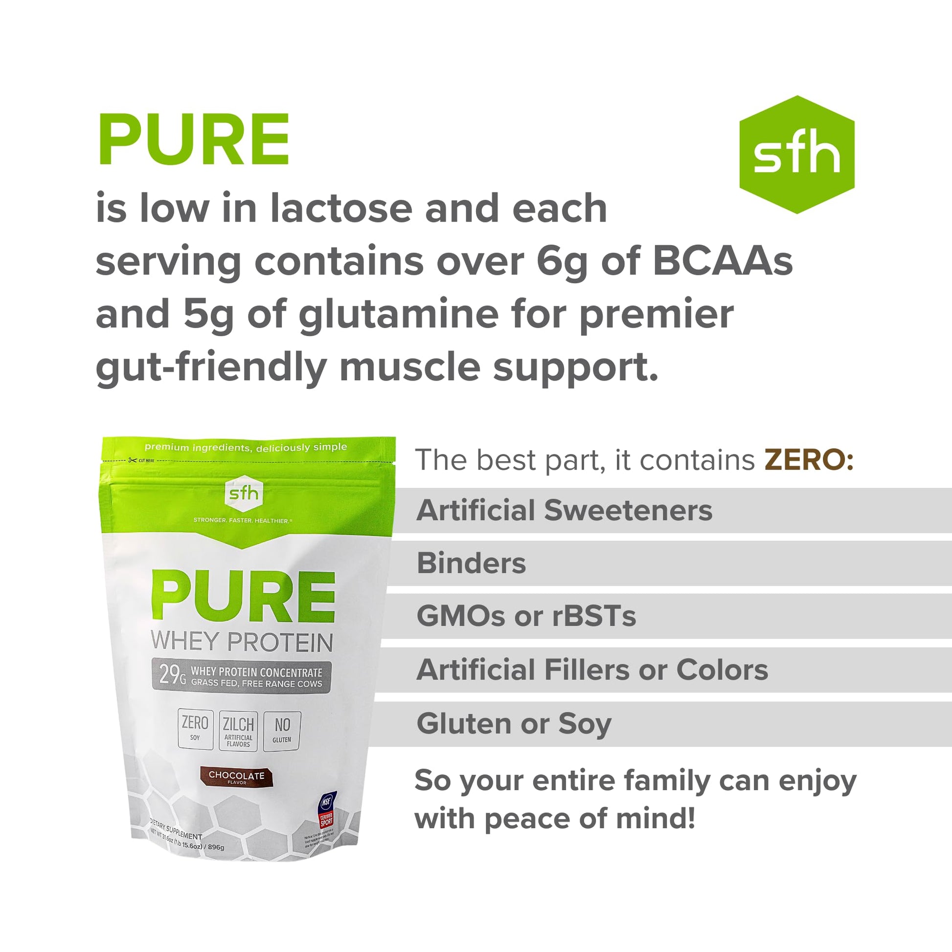 SFH Pure Whey Protein Powder (Chocolate) Best Tasting 100% Grass Fed Whey SFH buy supplements canada