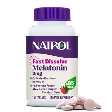 Natrol Fast Dissolve Melatonin 3 mg, Melatonin Supplements for Restful Sleep, Sleep Support for Adults, 150 Strawberry-Flavored Tablets Natrol buy supplements canada