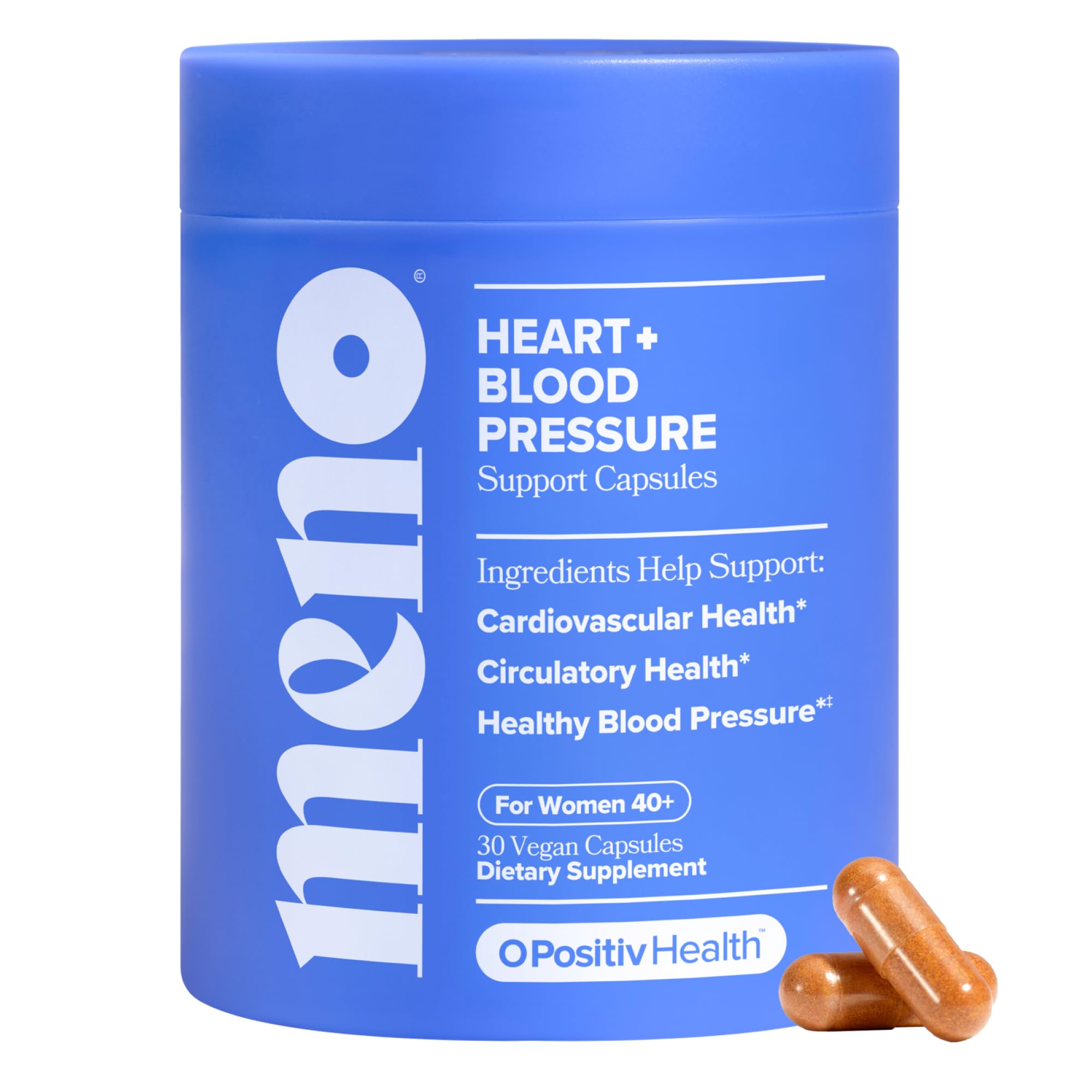 O Positiv MENO Heart + Blood Pressure Support Capsules – Daily Support for Healthy Circulation, Stress Management & Blood Pressure – with CoQ10, Beets, Pine Bark & Saffron – 30 Servings O Positiv buy supplements canada