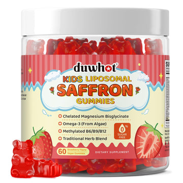 Liposomal Saffron Gummies for Kids 4+, Saffron Supplements w/Holy Basil, Rosemary, Magnesium Glycinate, Omega-3 & More, Brain Focus Support Supplement, Vegan, Organic, Sugar Free, 60 Chewables duwhot buy supplements canada