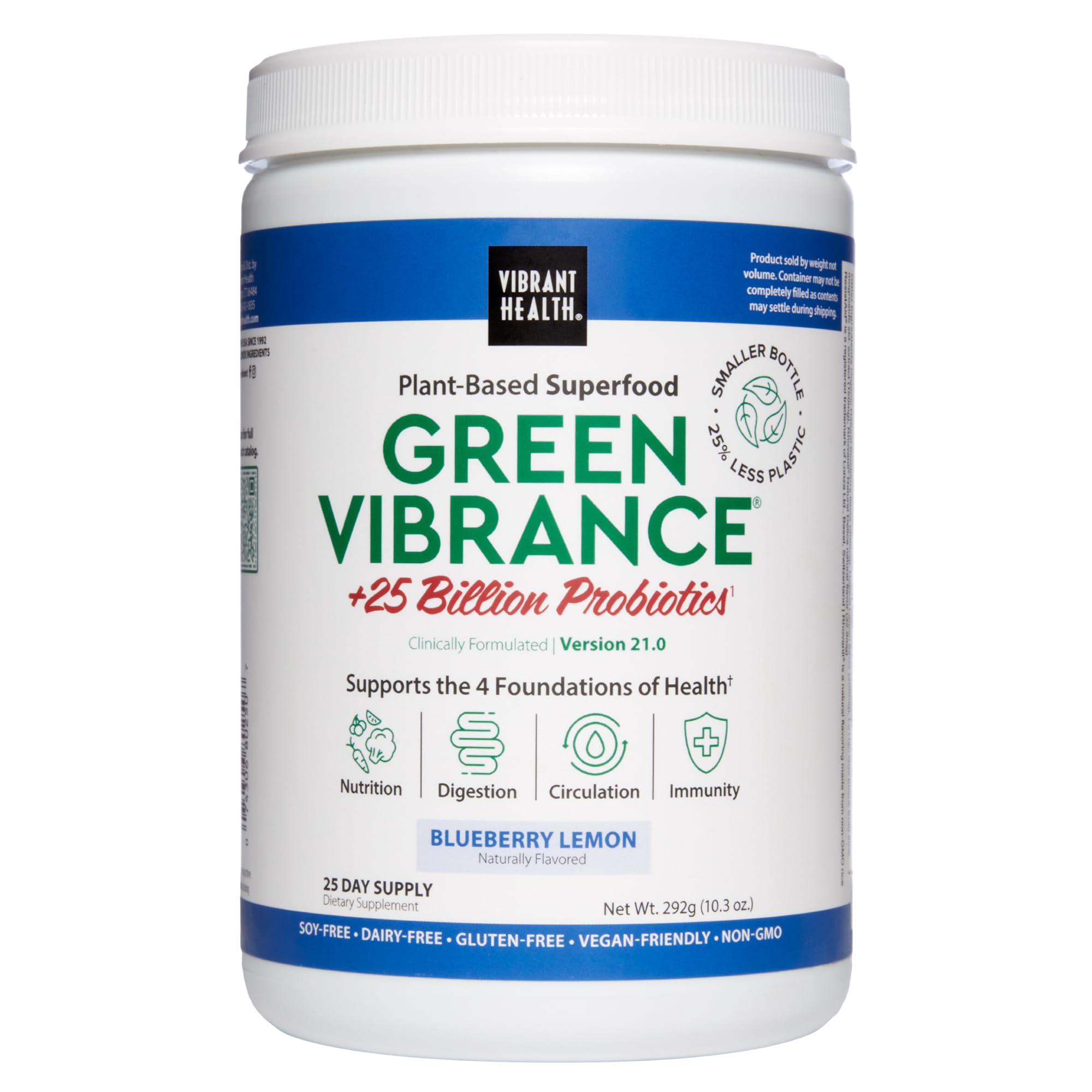 Vibrant Health, Green Vibrance, Superfoods Powder with 70+ Plant-Based Whole Foods & 25 Billion Probiotics Per Serving, Blueberry Lemon, 25 Servings Vibrant Health buy supplements canada