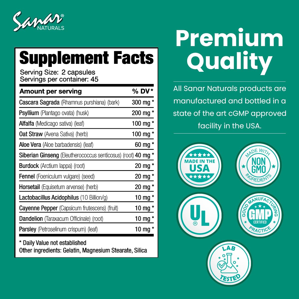 Sanar Naturals Colon Cleanser - Herbal Blend with Probiotics and Fibers - Digestive Health Sanar Naturals buy supplements canada