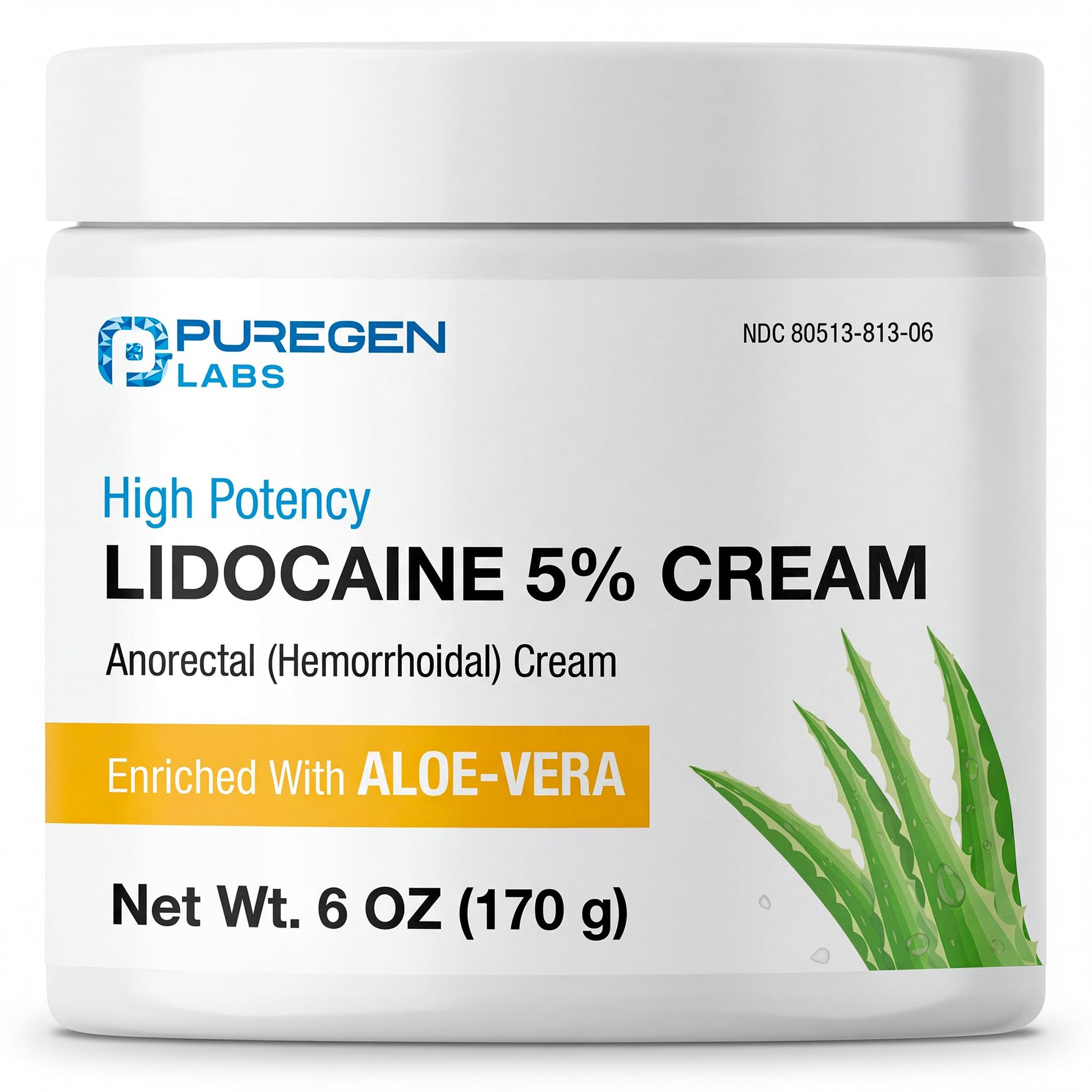 Puregen Labs Lidocaine 5% Anorectal (hemorrhoidal) Cream Maximum Strength | Enriched with Aloe-Vera | 6 Oz P Puregen Labs buy supplements canada