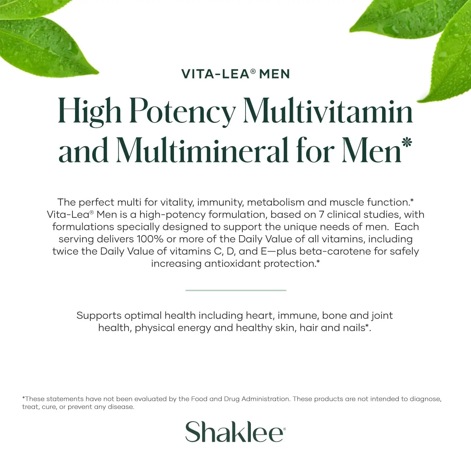Shaklee - Vita-Lea® Men High Potency Multivitamin and Multimineral - Supports Heart, Immune, Bone, and Joint Health Shaklee buy supplements canada