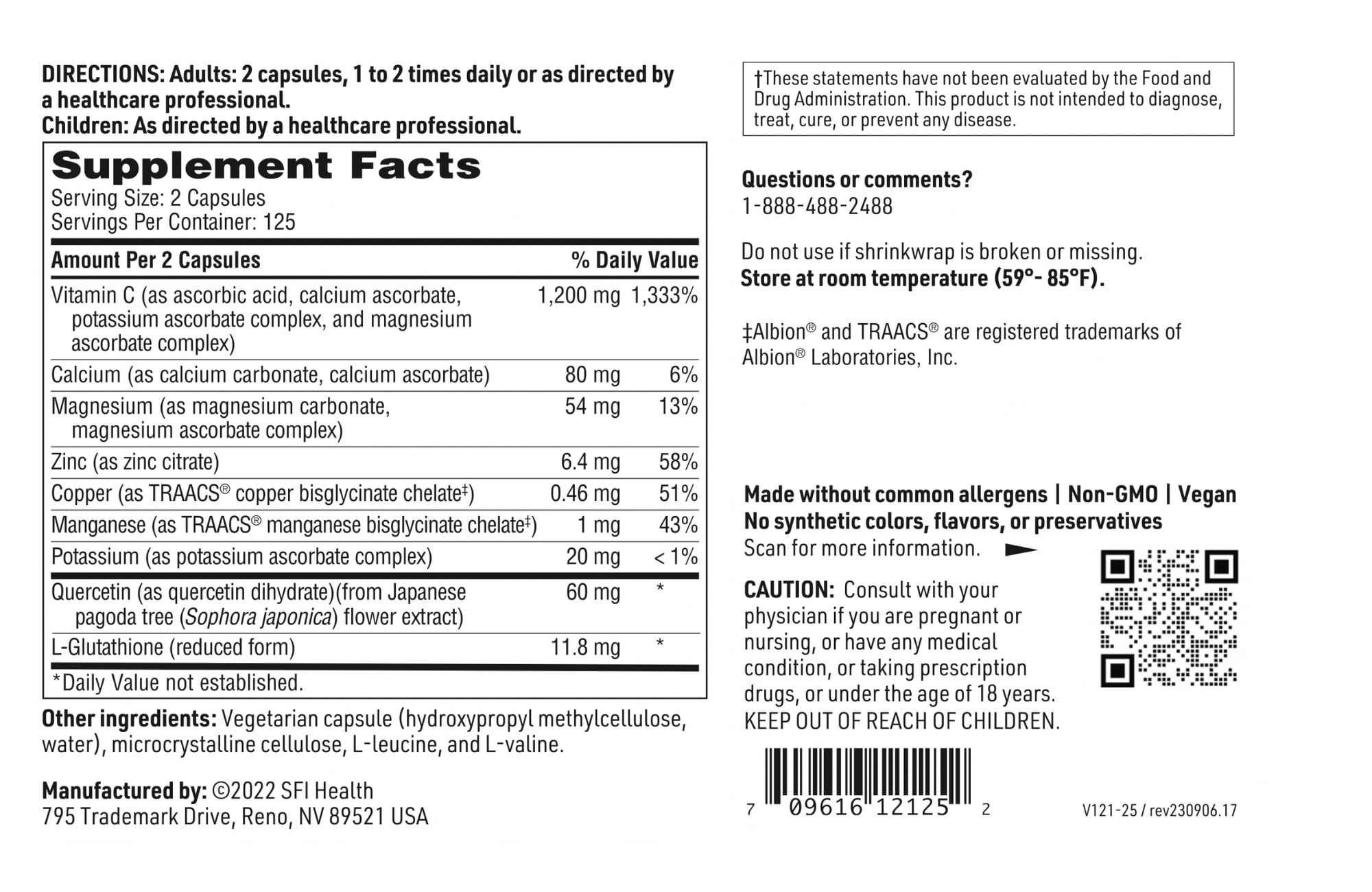 SFI Health Klaire Labs Buffered Vitamin C Capsules with Quercetin Bioflavonoids & L-Glutathione to Support Immune Function & Antioxidant Protection - Hypoallergenic & Gentle on Stomach (250 Capsules) SFI Health buy supplements canada