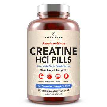 AMANDEAN Creatine HCl Pills. American Made CON-CRET. 120 Capsules. 7X Concentrated vs Monohydrate Powder. No Bloat. Muscle, Energy, Cognitive, Recovery Support for Men & Women. Gluten Free, Non-GMO. AMANDEAN buy supplements canada