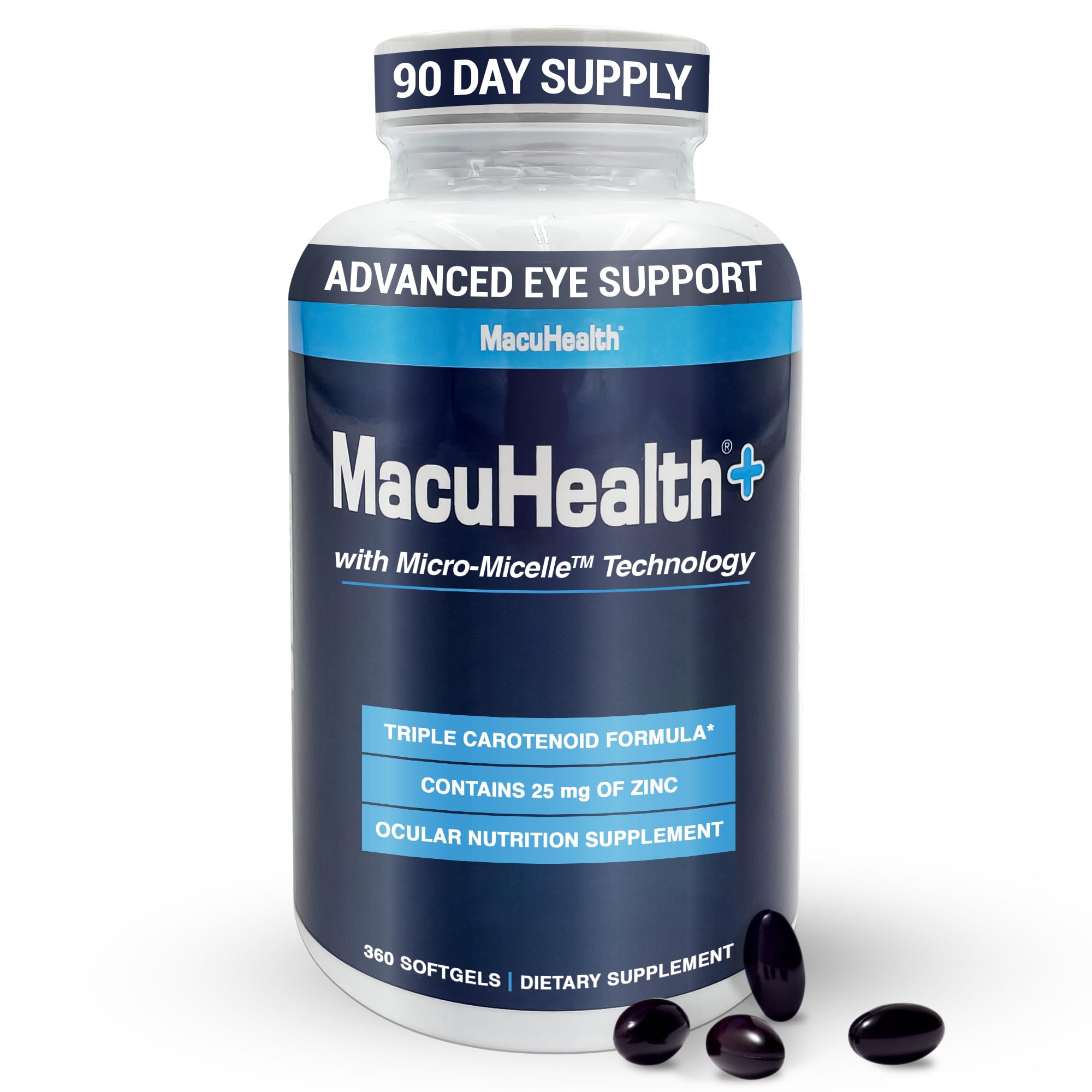 Macuhealth Plus+ Eye Vitamins Supplement for Adults - 90 Day Supply with Lutein, Zeaxanthin, and Meso-Zeaxanthin - Unflavored, Vitamin for Eyes Macuhealth buy supplements canada
