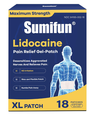 Sumifun 4% Lidocaine XL Pain Patches | Extra Large 4.72"x7.87" for Full Back & Thigh Coverage | Maximum Strength OTC Numbing | 8-Hour Medical Adhesion (X-Large, Count, 18) Sumifun buy supplements canada