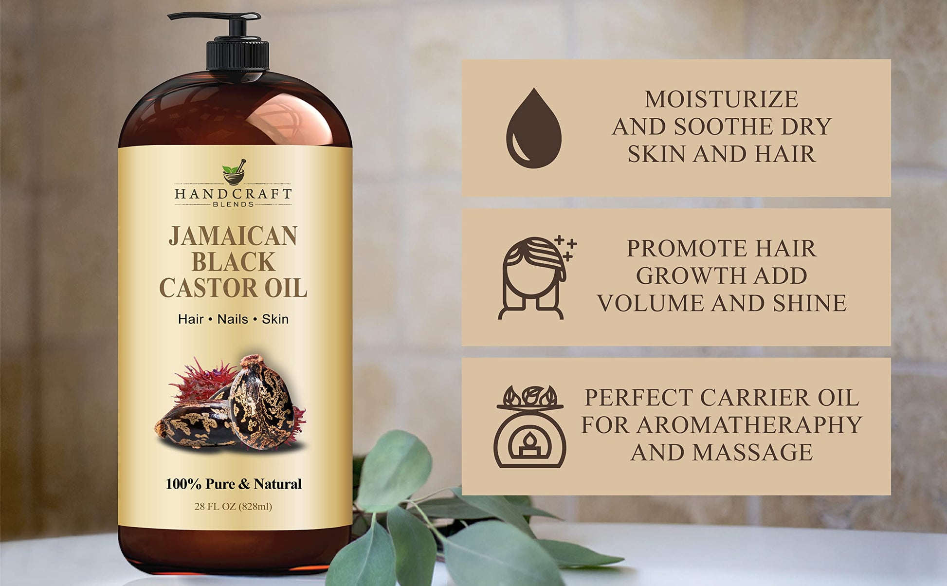 Handcraft Blends Jamaican Black Castor Oil for Hair Growth, Eyelashes and Eyebrows Handcraft Blends buy supplements canada