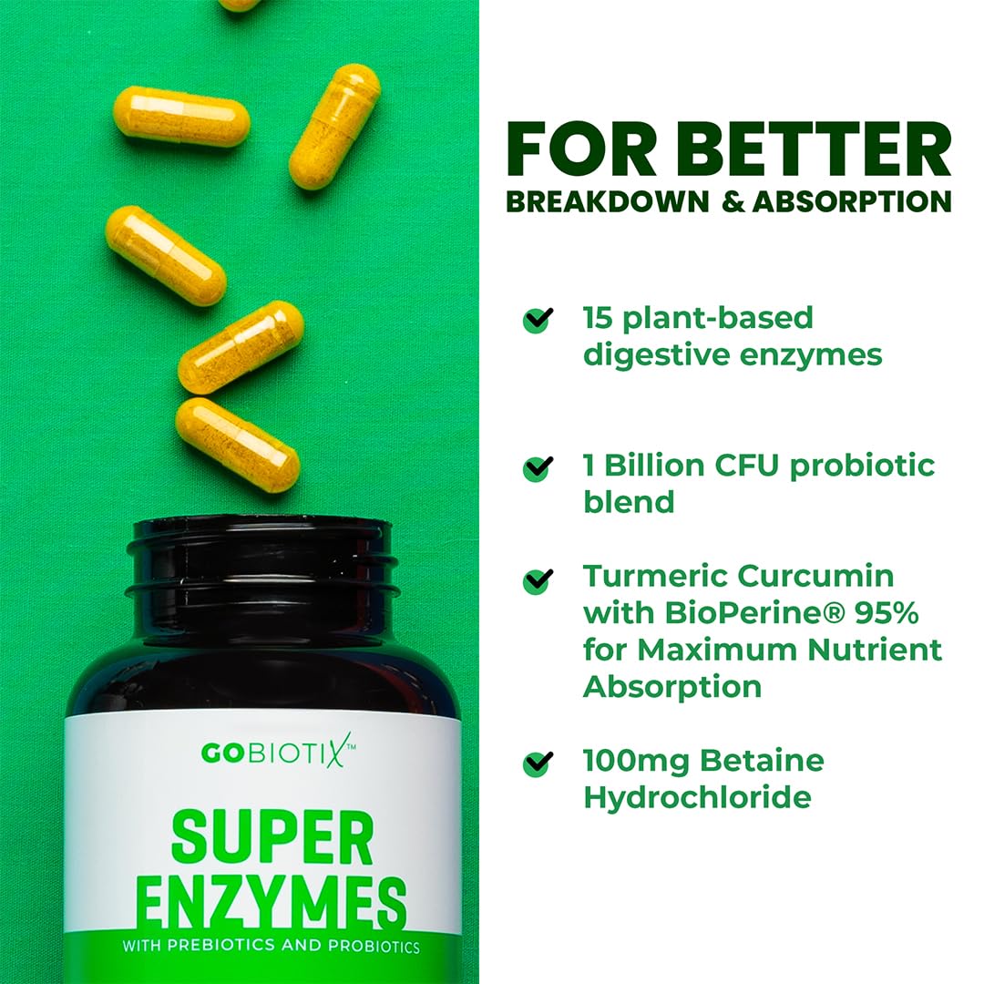 GoBiotix Digestive Enzymes Supplement with Prebiotics and Probiotics for Women and Men - Gut Health, Gluten Digestion, Lactose Absorption GOBIOTIX buy supplements canada