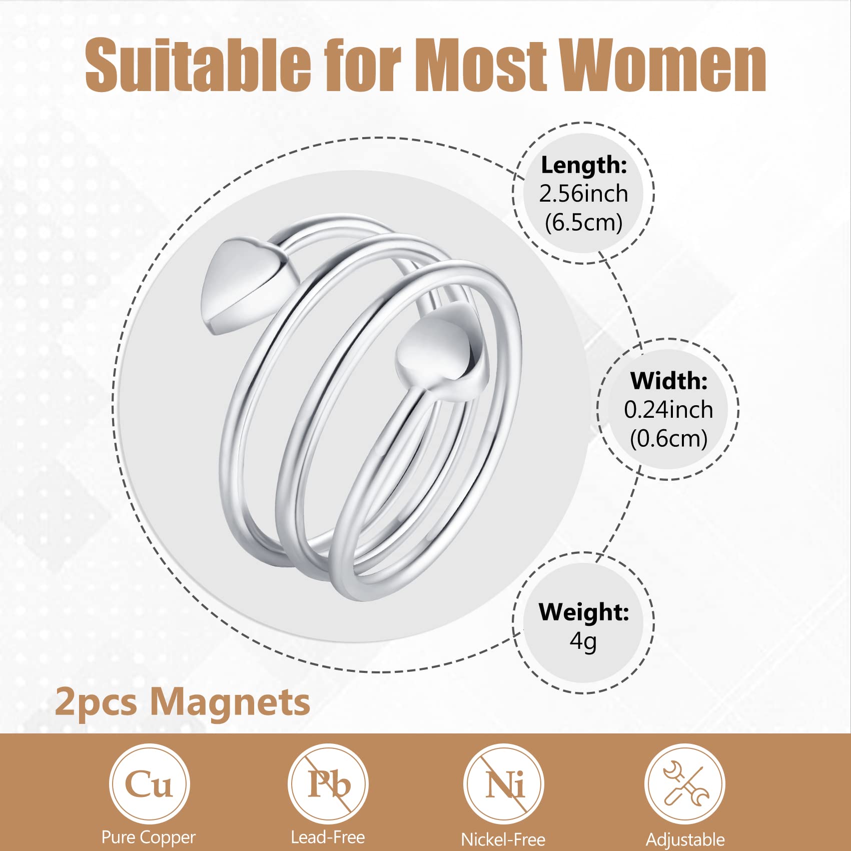 Jecanori Copper Rings for Women,Magnetic Ring Adjustable Love Heart Copper Rings Jecanori buy supplements canada