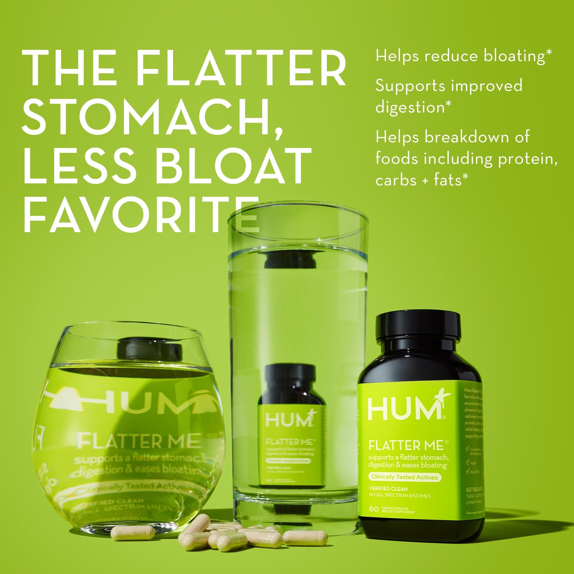 HUM Flatter Me Supplement for Daily Bloating - 18 Full Spectrum Digestive HUM buy supplements canada