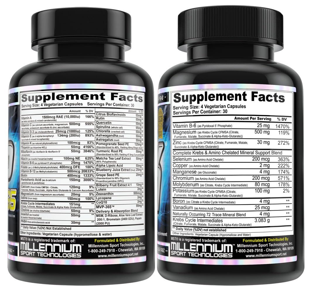 MST Foundation Stack, ZMK Nighttime Multi-Mineral, 120 V-Caps and MVP-365 Premium Multiple Vitamin, 1000iu Vitamin D3, 120 V-Caps, BSCG Certified Drug Free Millennium Sport Technologies MST buy supplements canada