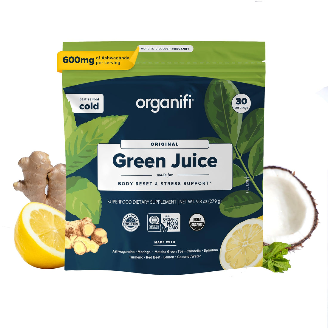 Organifi Green Juice - Powder Supplement with Organic Spirulina, Ashwagandha Organifi buy supplements canada