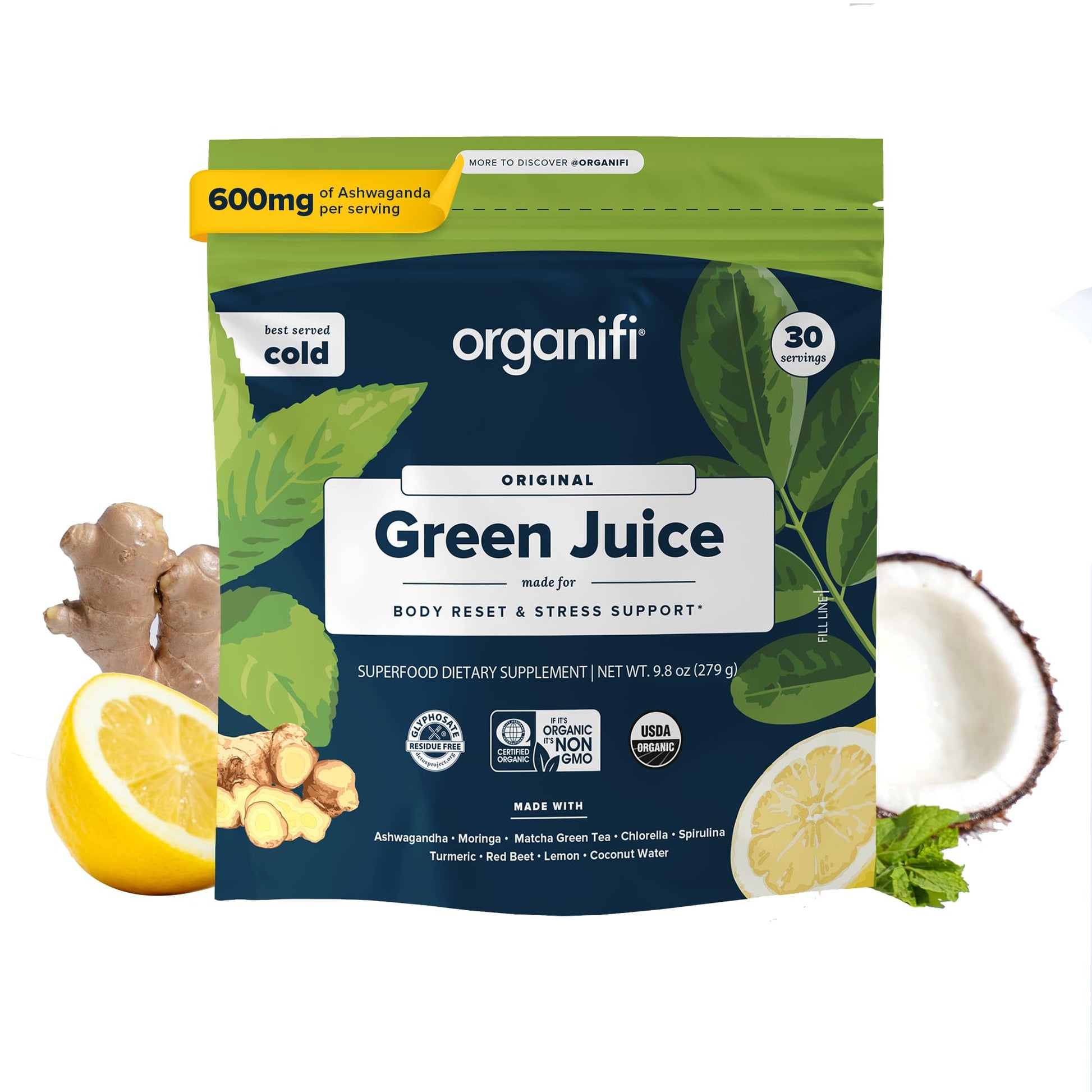 Organifi Green Juice - Powder Supplement with Organic Spirulina, Ashwagandha Organifi buy supplements canada