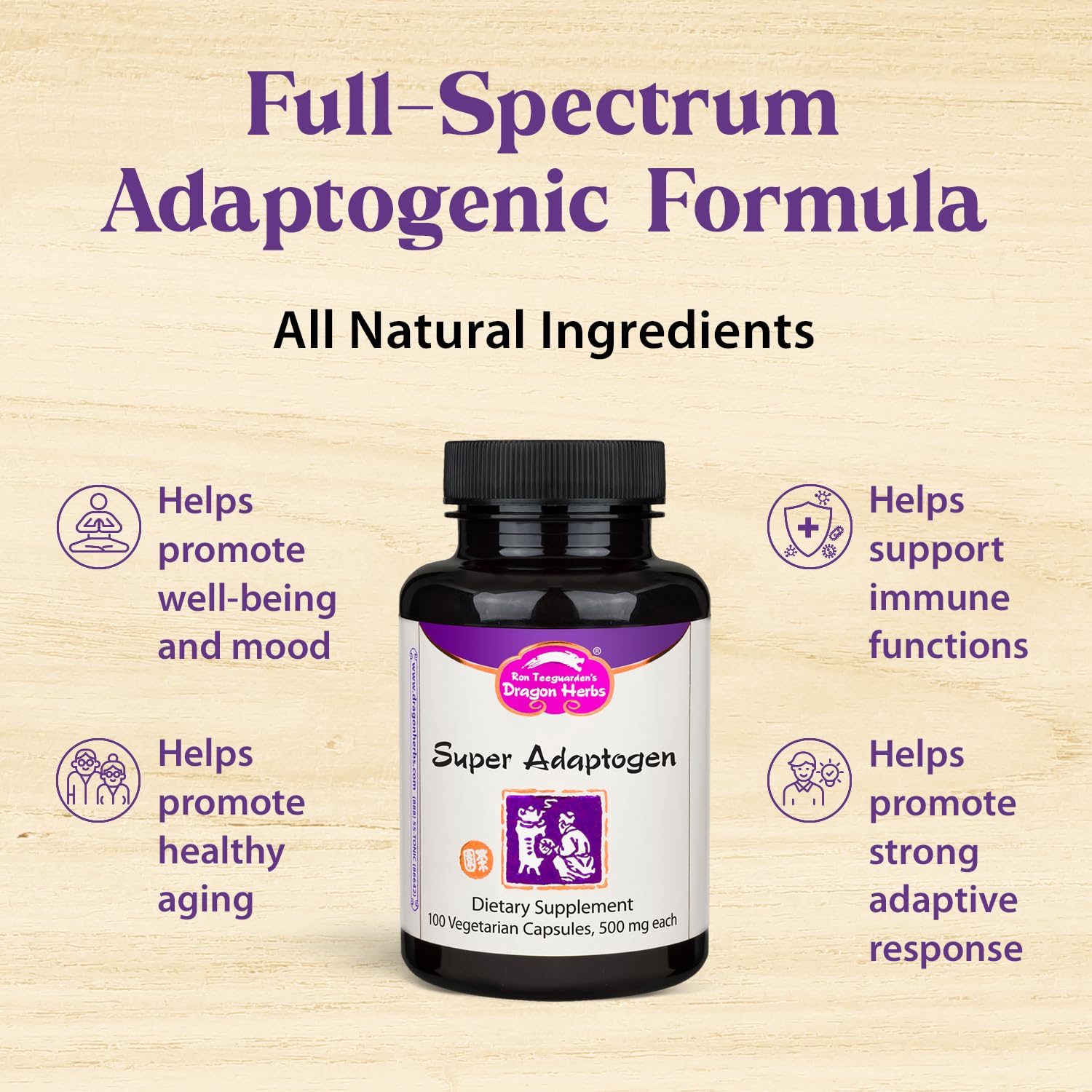 Dragon Herbs Super Adaptogen | All Natural Supplement to Support Well-Being, Mood, Immune Function, Strong Adaptive Response | All Natural Ingredients, Non-GMO (100 Capsules, 500 mg Per Capsule)” Dragon Herbs buy supplements canada