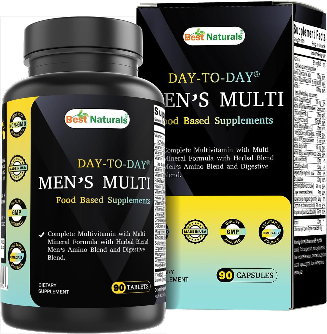Best Naturals Day-to-Day Men's Multivitamin Food Based Supplement with Vitamin A, L-Arginine, L-Glutamine, L-Lysine- 90 Tablets Best Naturals buy supplements canada